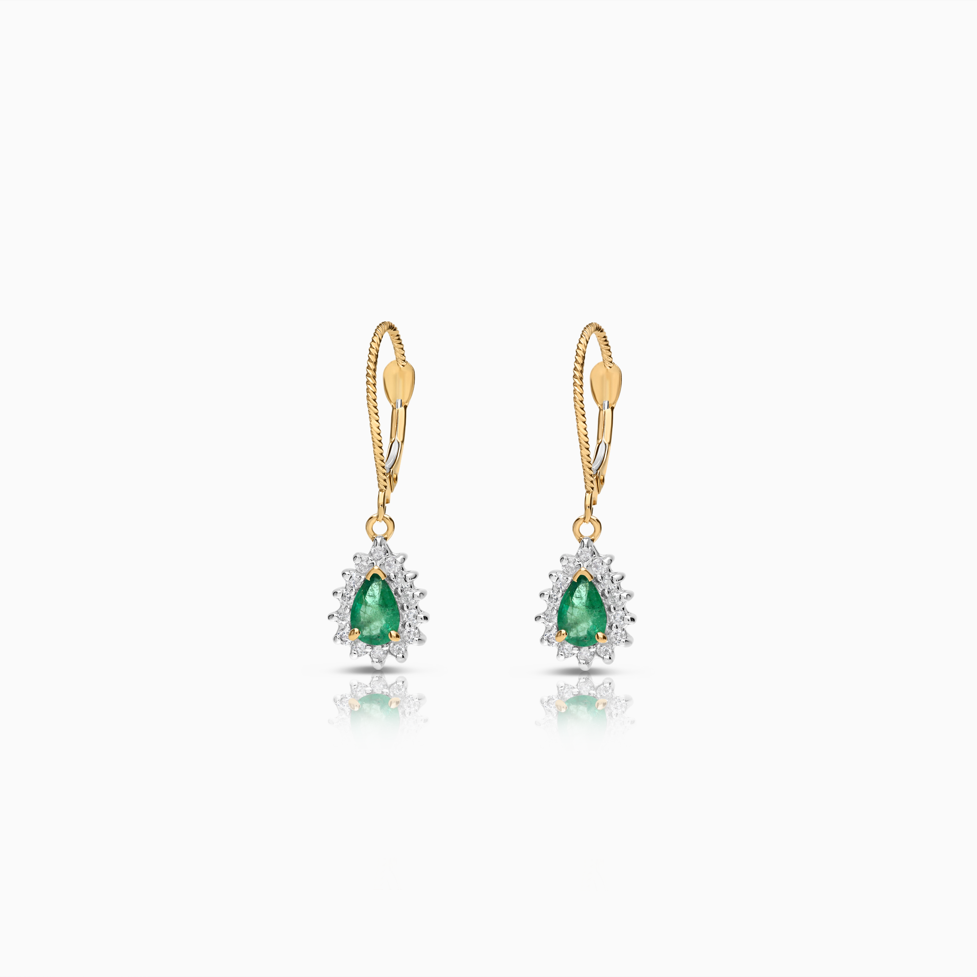 Gemstone earrings with diamonds 0.28ct 14K gold