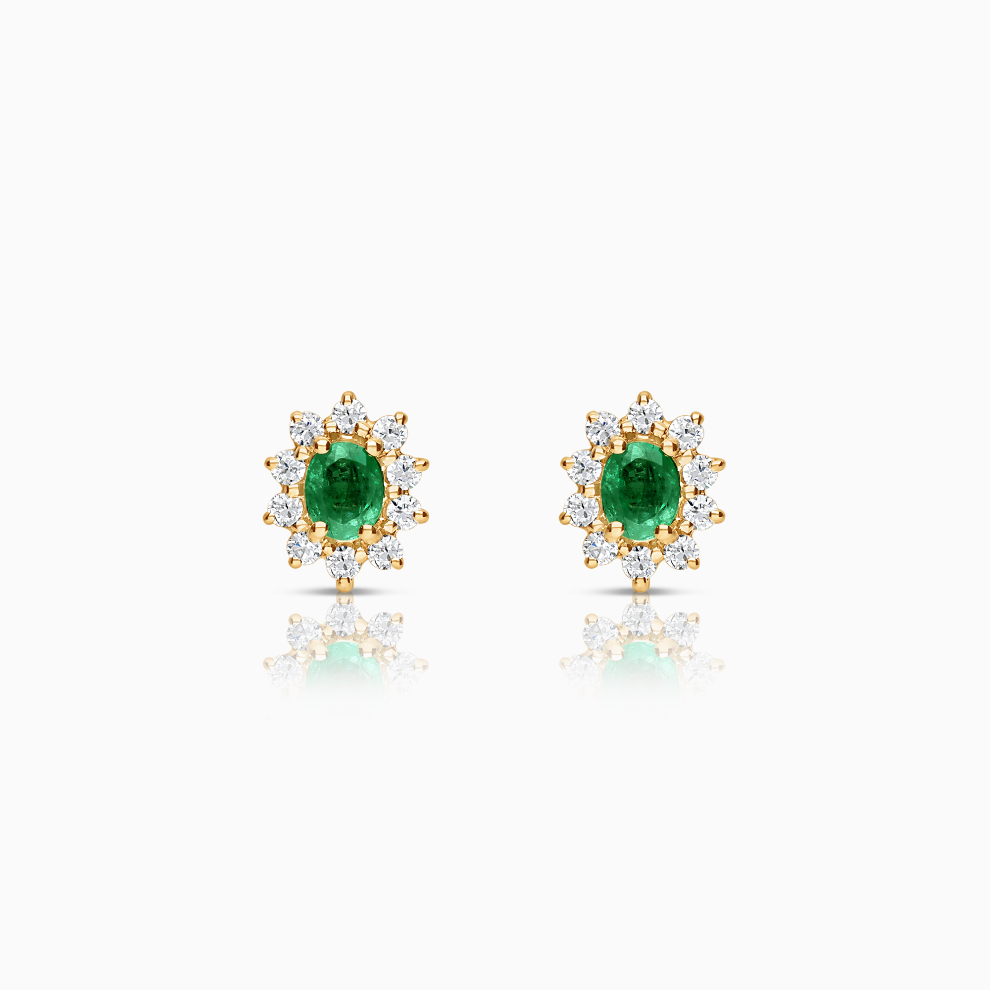 Gold earrings with emeralds and cubic zirconia 2.60g 14K gold