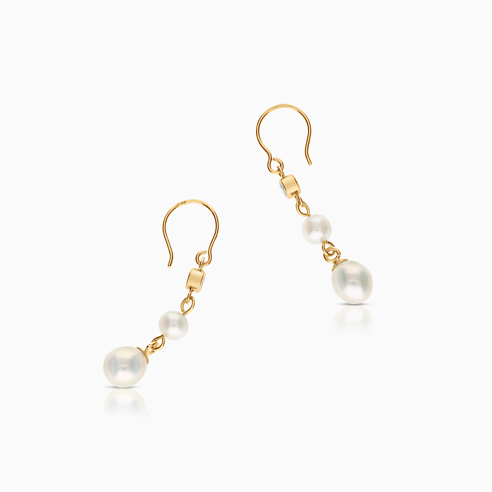 Gold Earrings with Pearls and Cubic 1.82g 18K Gold