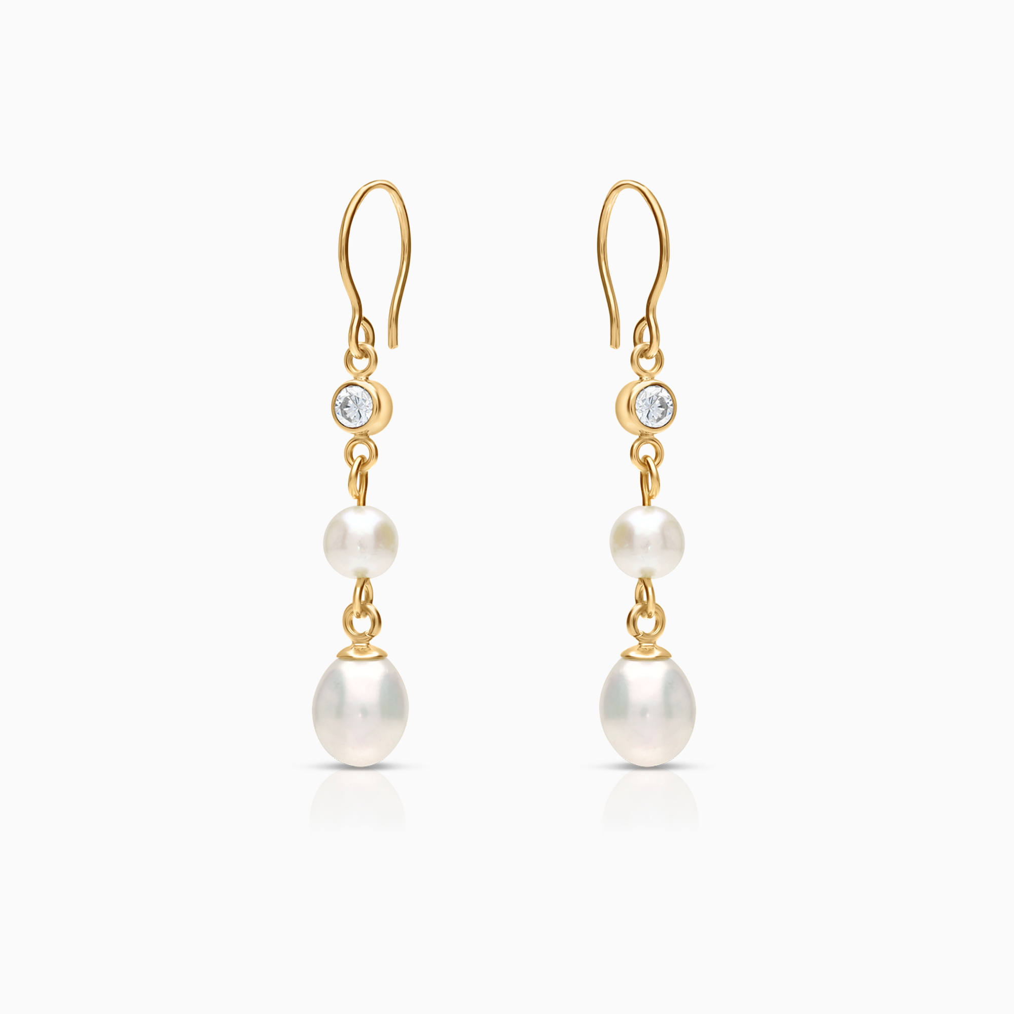Gold Earrings with Pearls and Cubic 1.82g 18K Gold