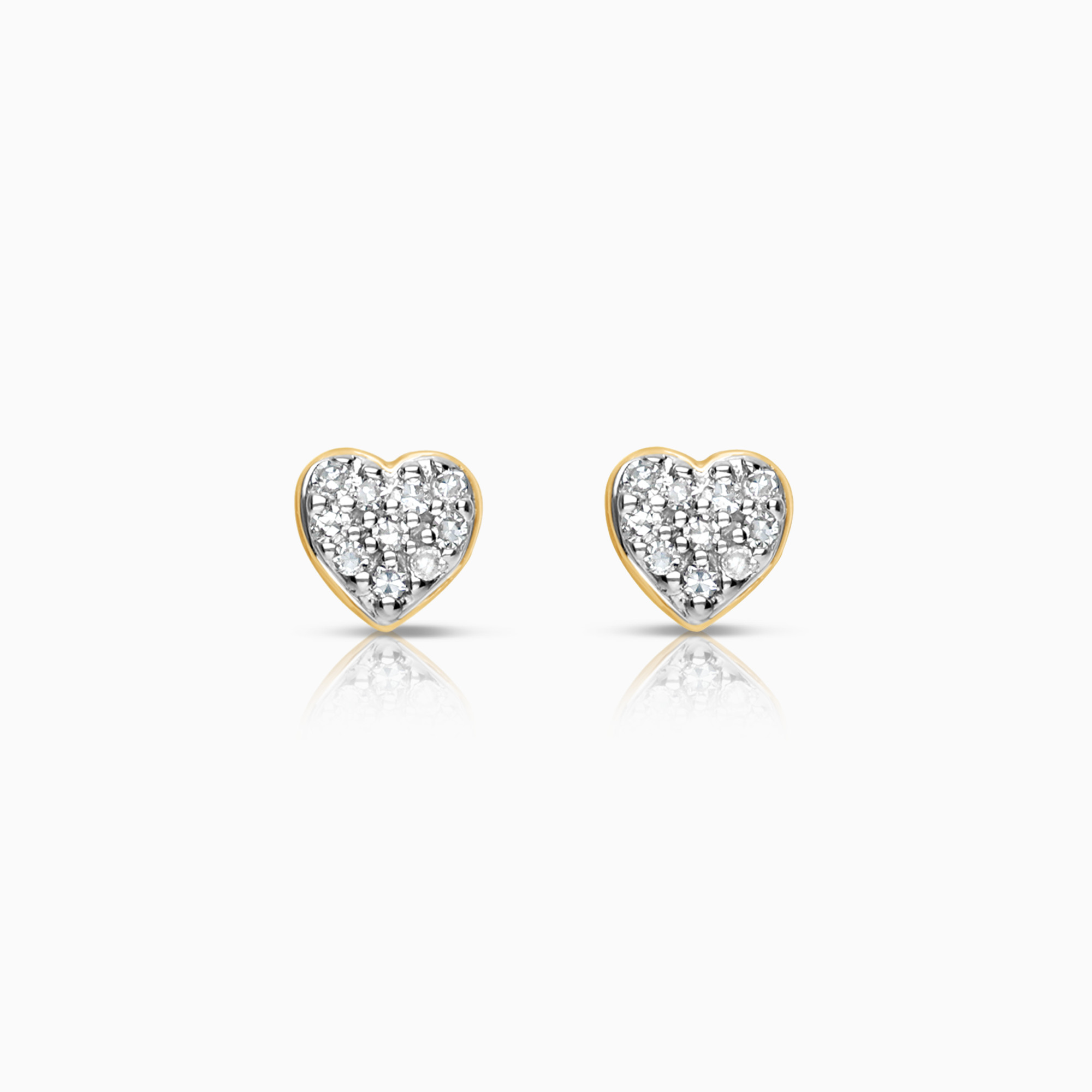 Diamond heart earrings 0.06ct 18K gold