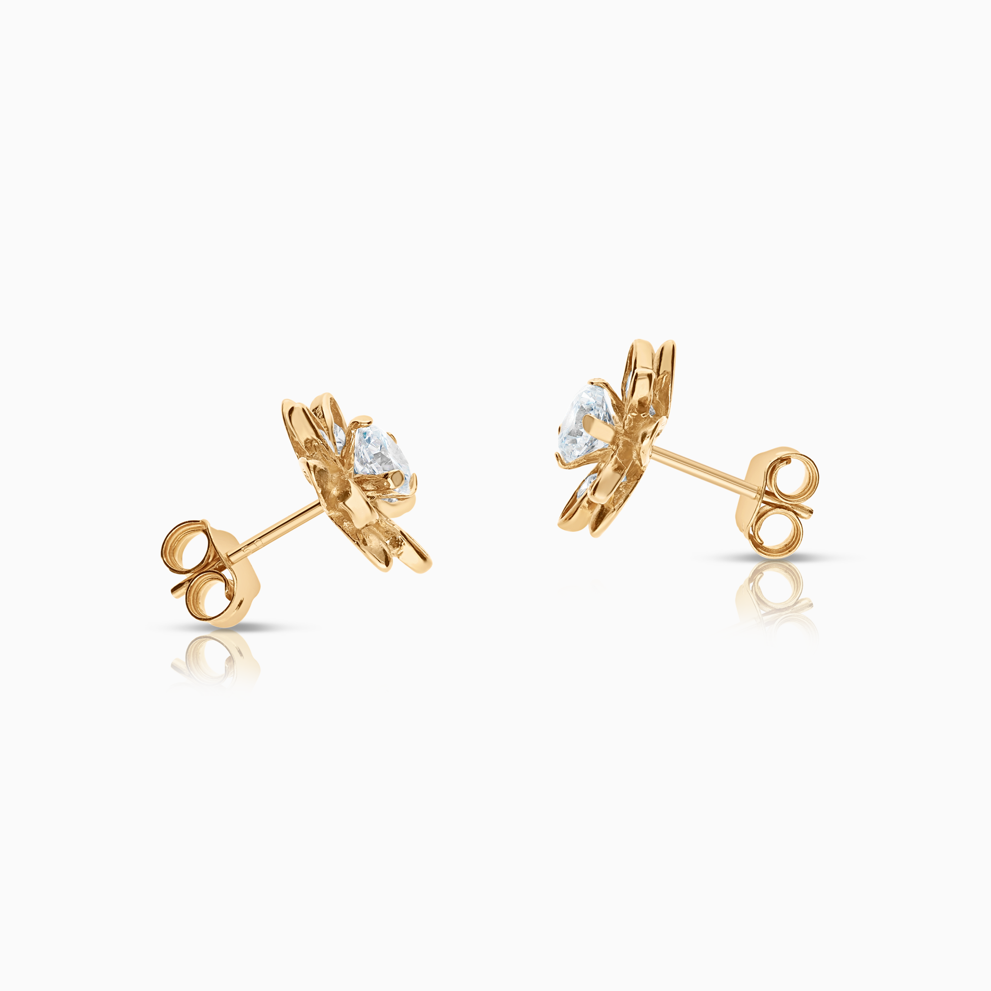 Gold earrings with white cubic zirconia 3.42g 18K gold