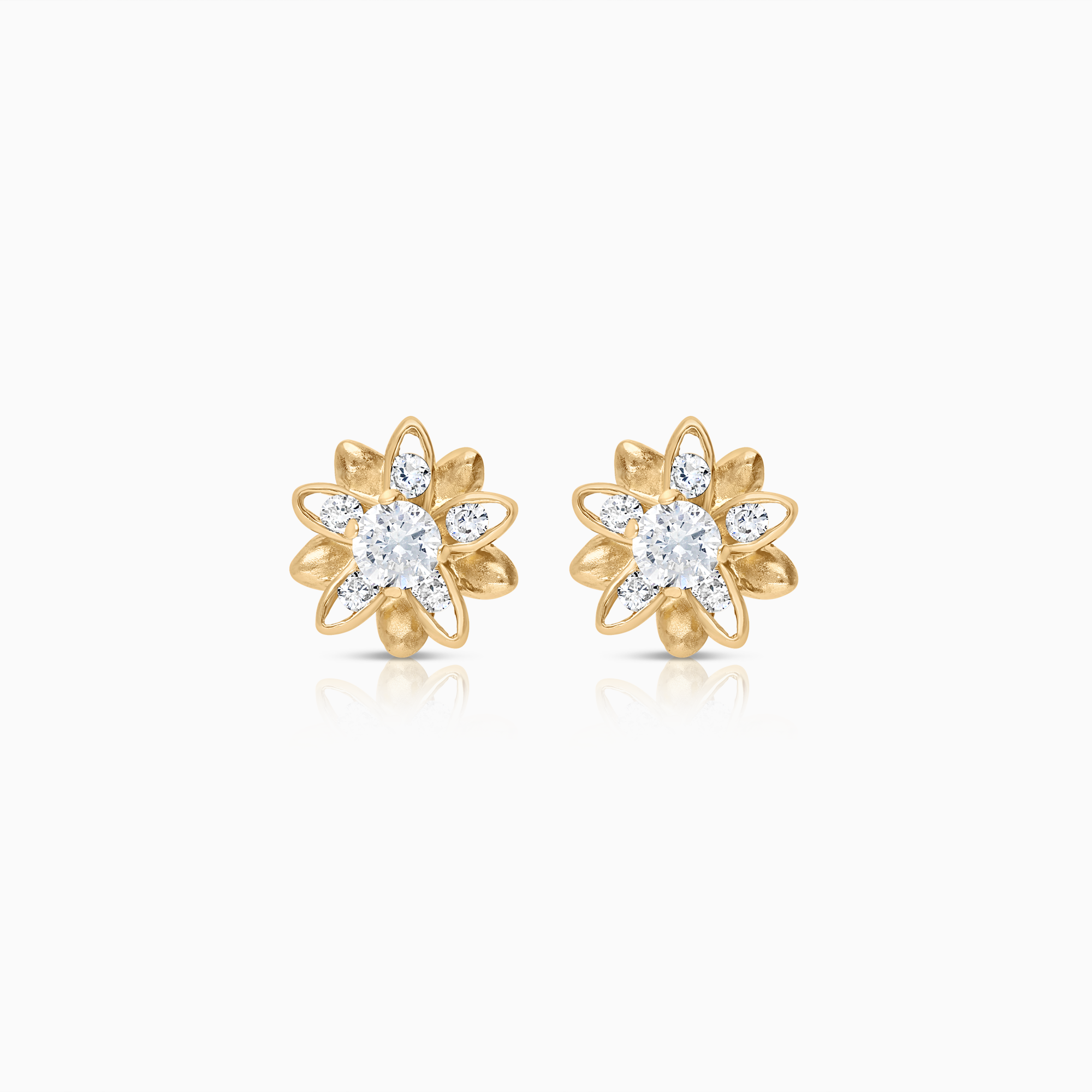 Gold earrings with white cubic zirconia 3.42g 18K gold