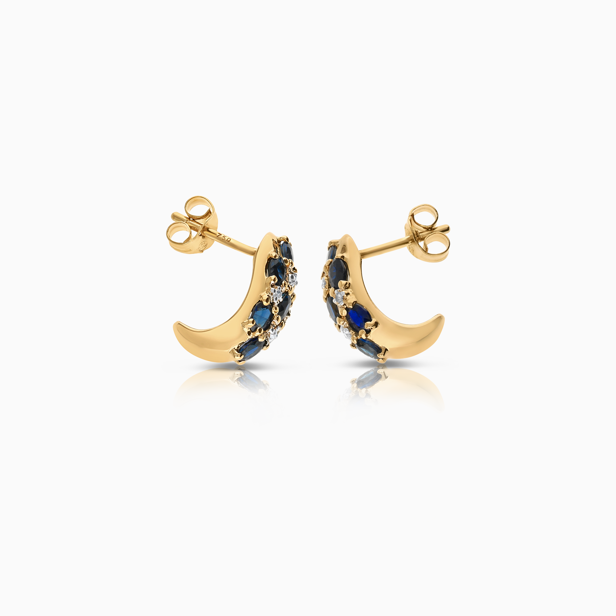 Sapphire earrings with diamonds 0.04ct 18K gold