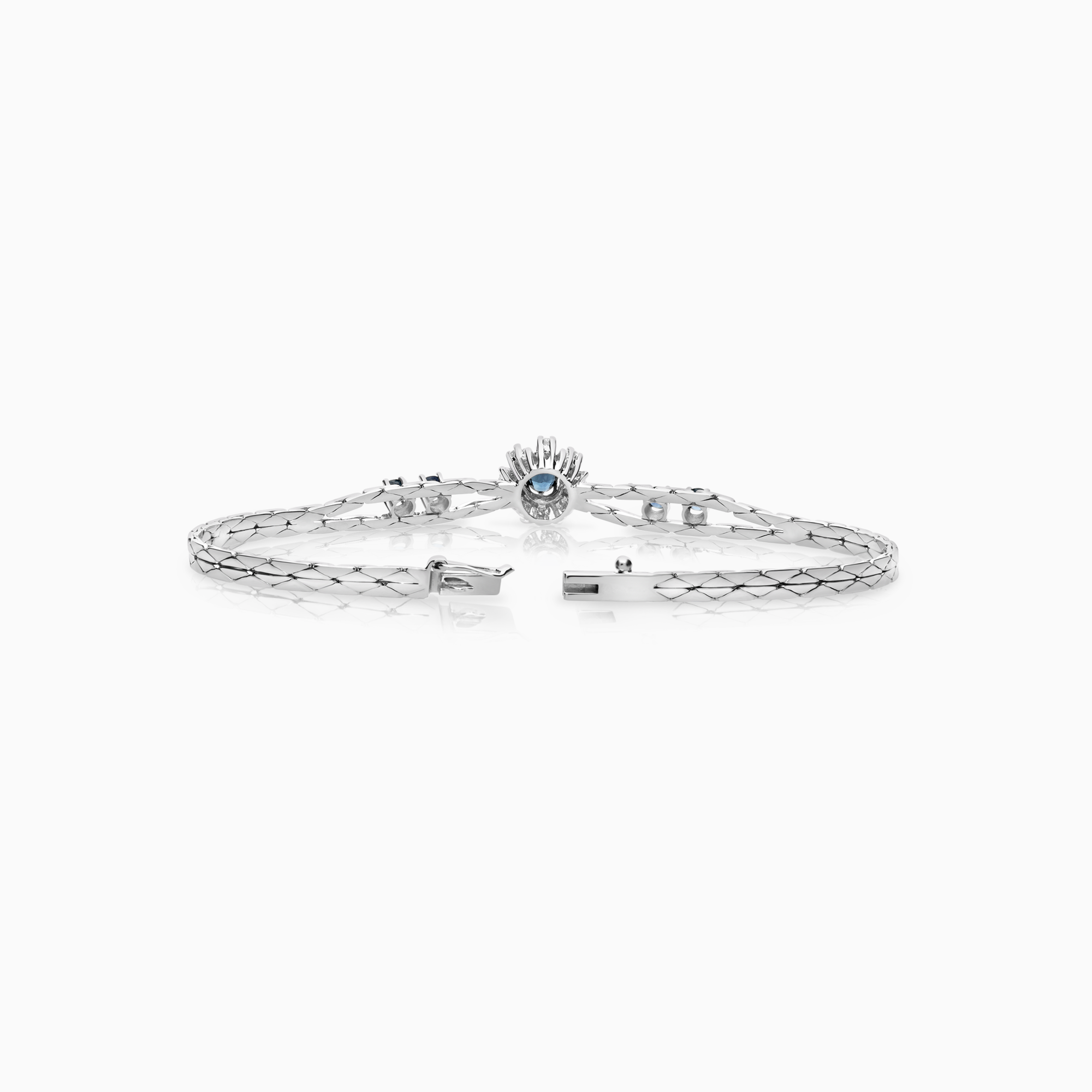 Diamantarmband med blåa safirer 0,16ct 18K vitguld