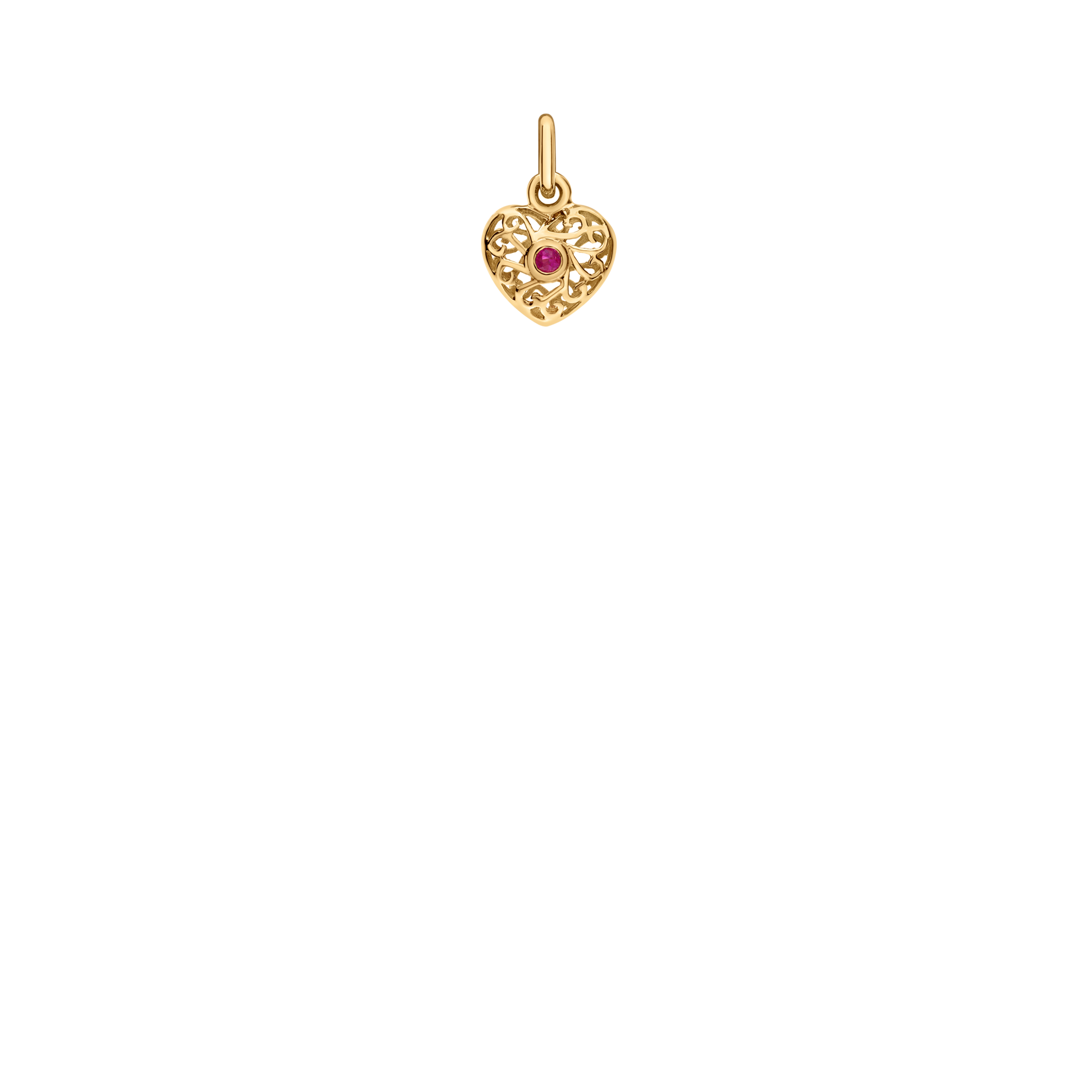 Pendant with diamond and red stone 0.005ct 18K gold