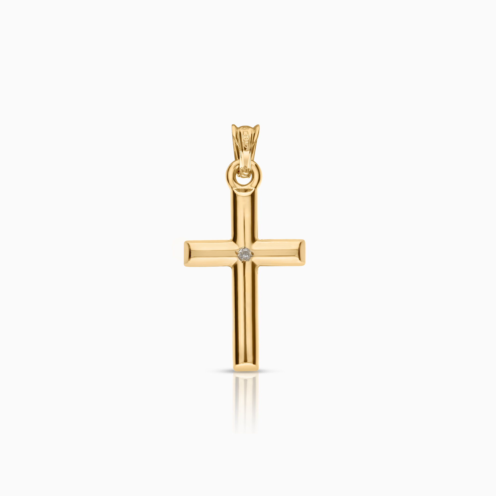 Pendant cross with natural diamond 0.005ct 18K gold