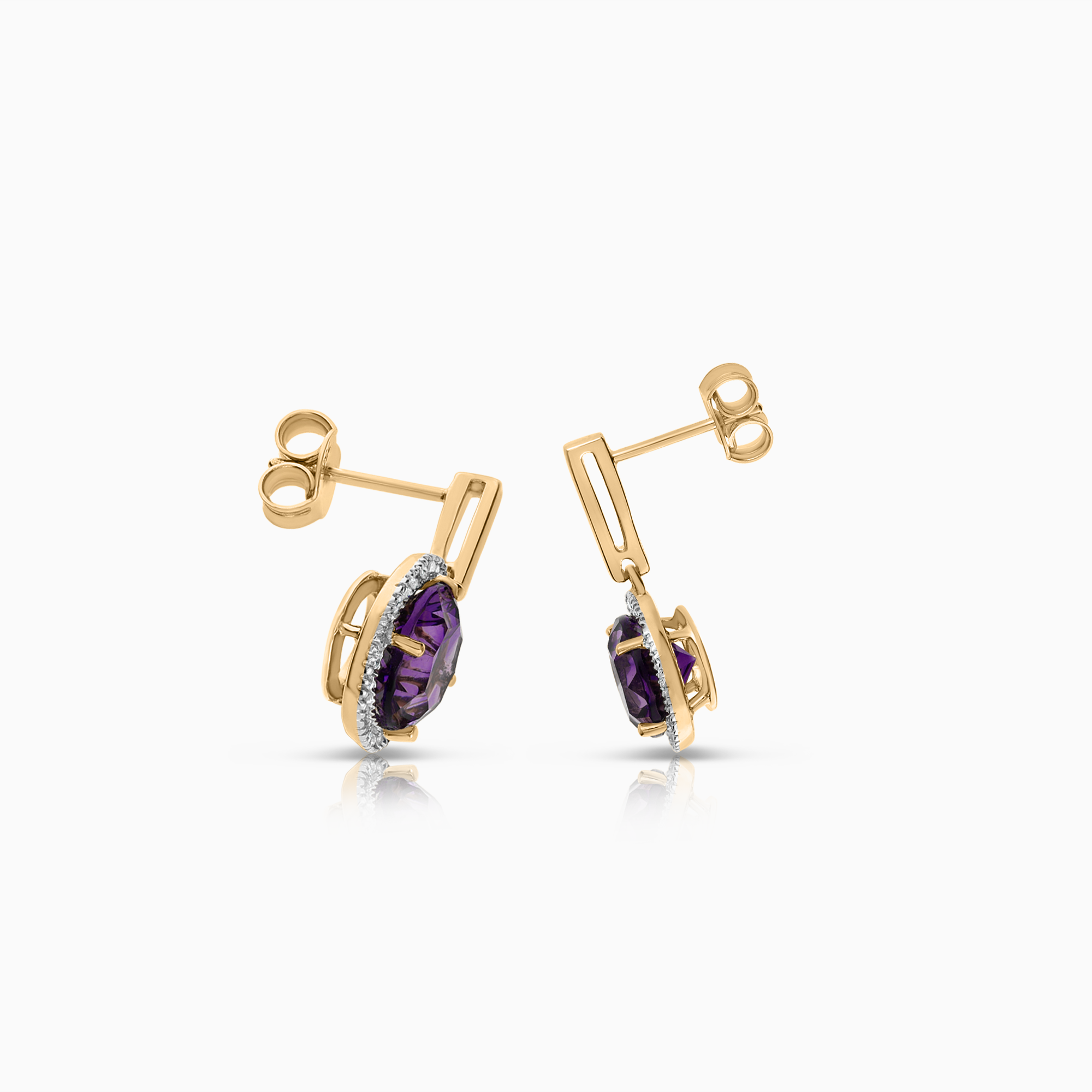 Guldörhängen med diamanter och ametister 0,26ct 18K guld