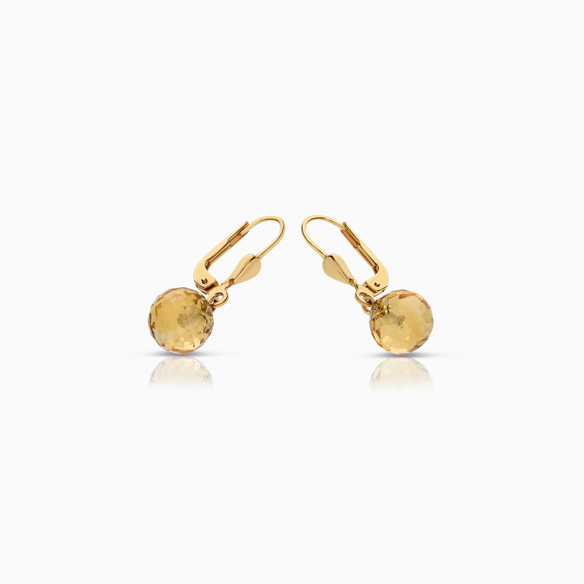Gold earrings with two citrines 2.62g 18K gold