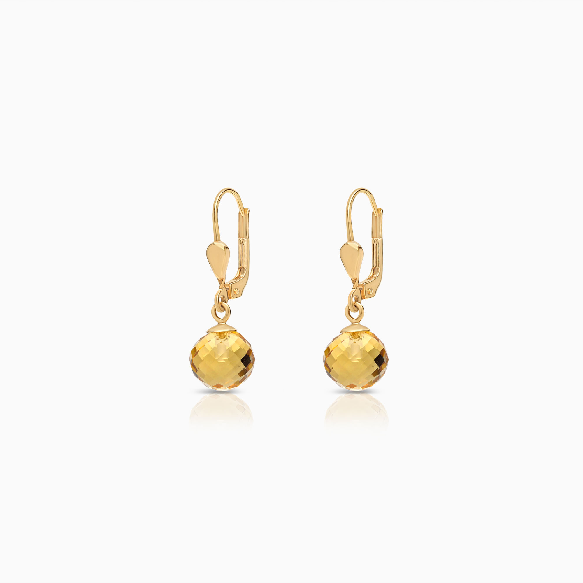 Gold earrings with two citrines 2.62g 18K gold