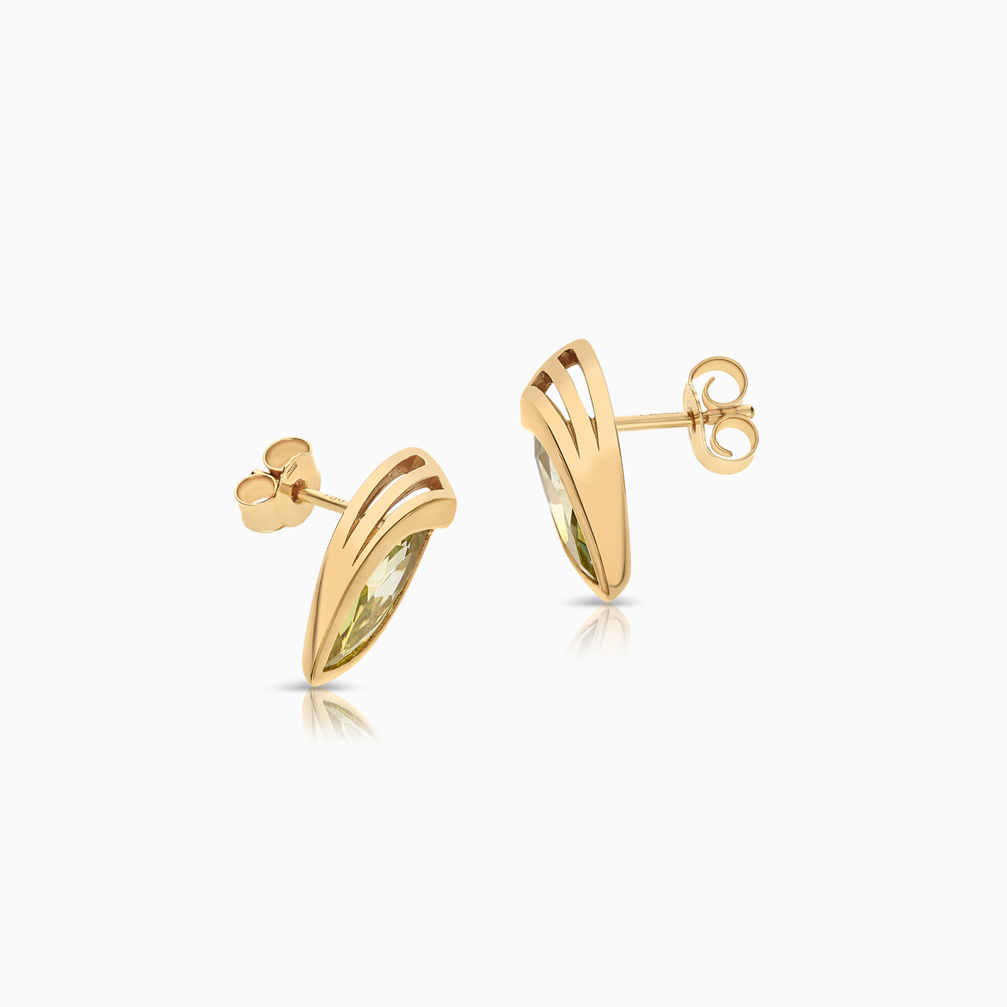 Gold earrings with yellow stones 4.21g 18K gold