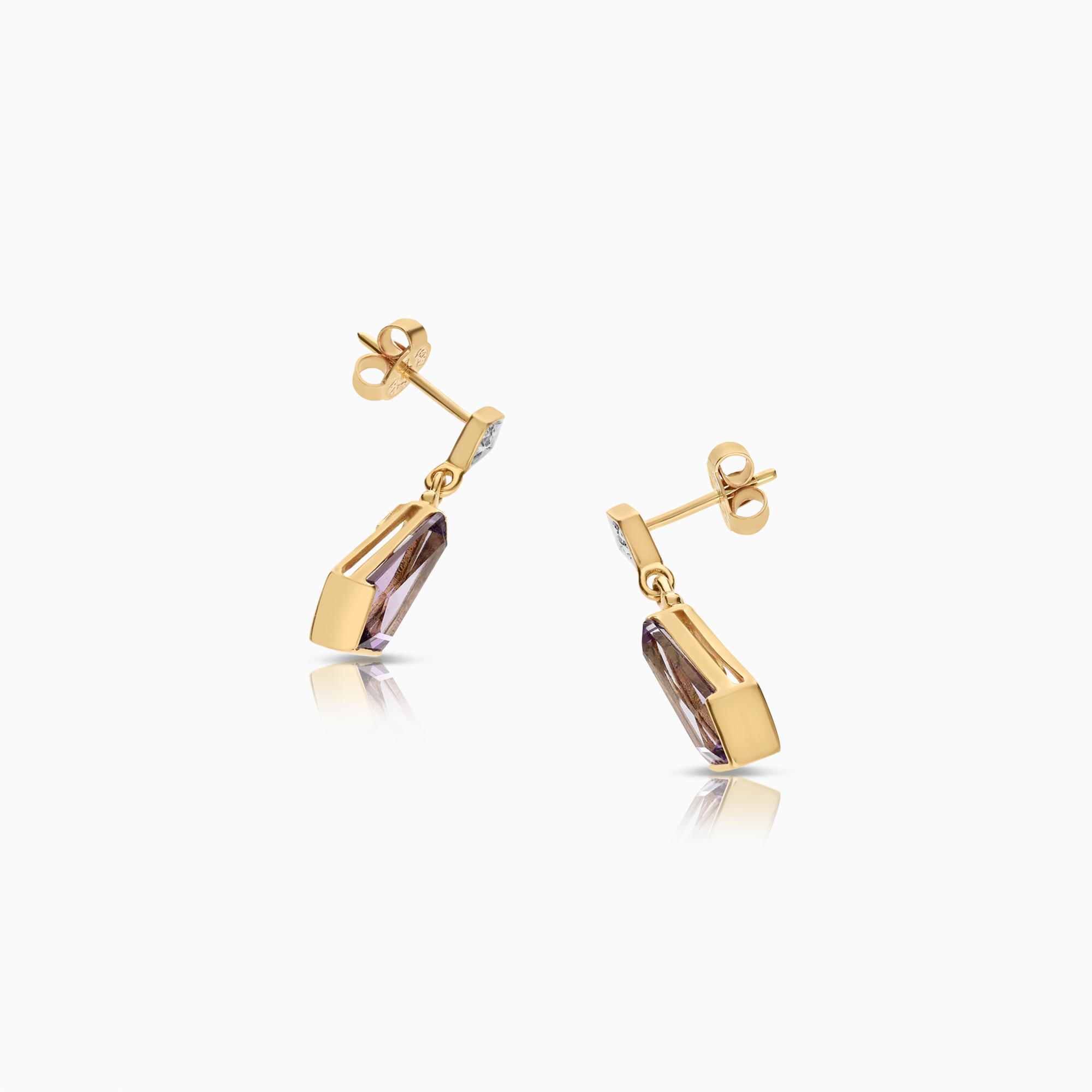 Diamantörhängen med lila ametister 0,015ct 18K guld