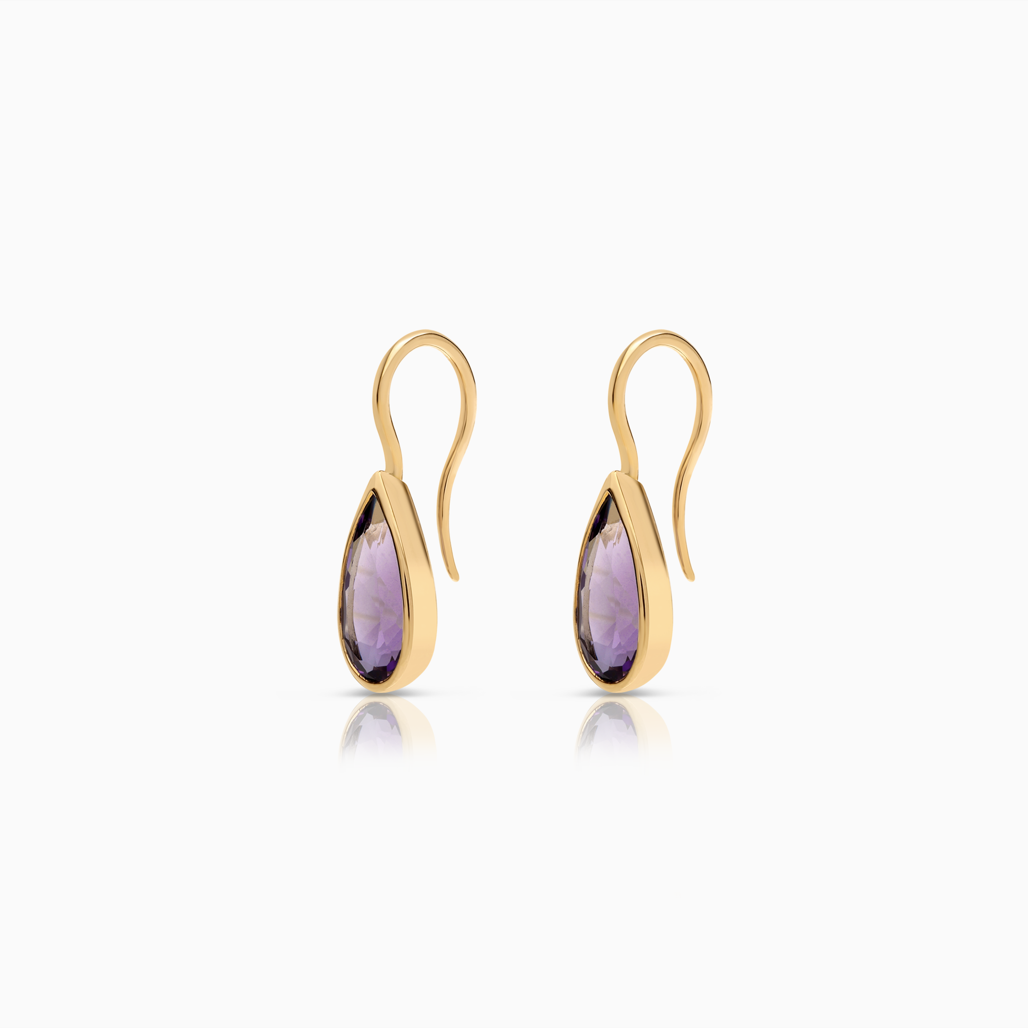 Gold earrings with purple amethysts 2.87g 18K gold