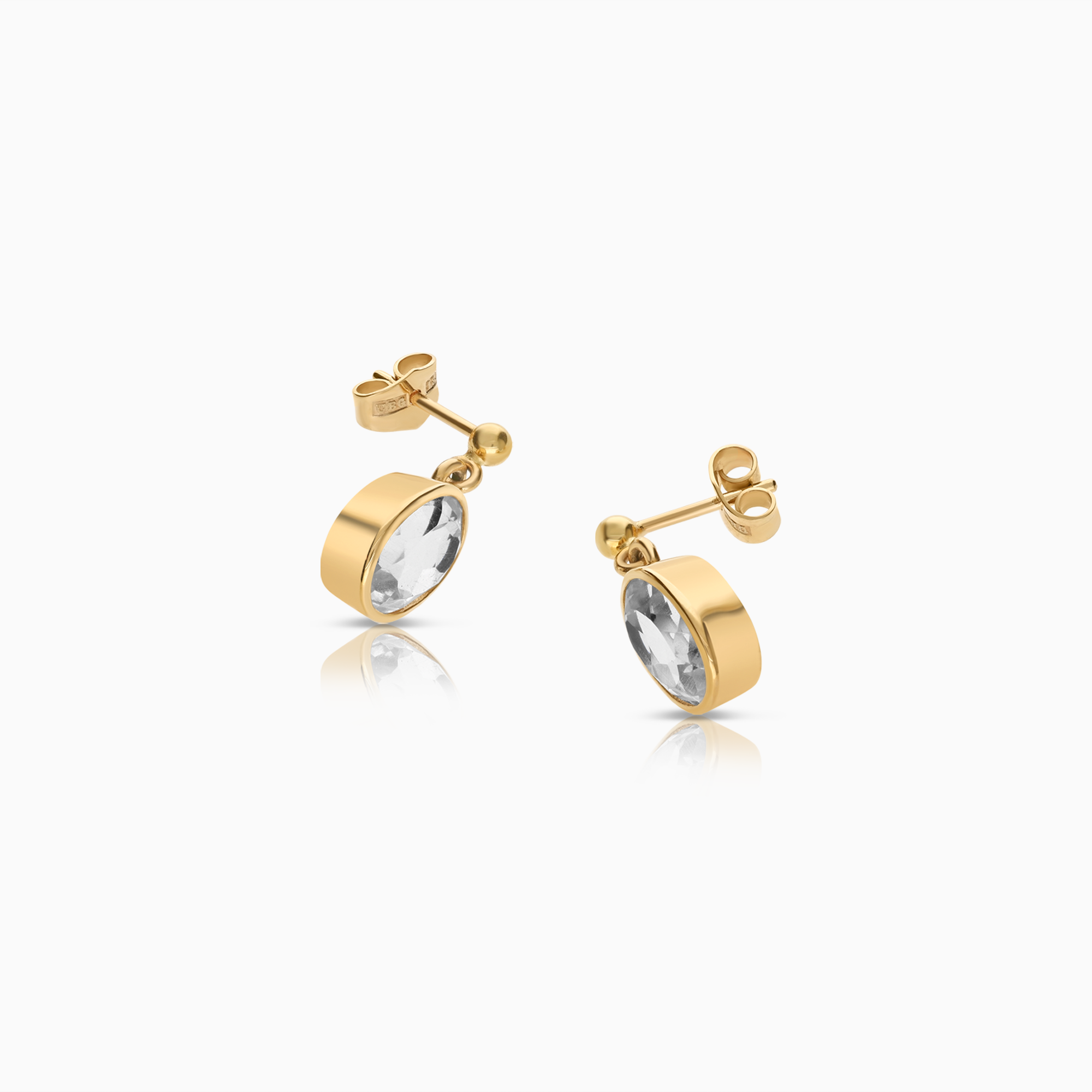 Gold earrings with white topaz 4.88g 18K gold