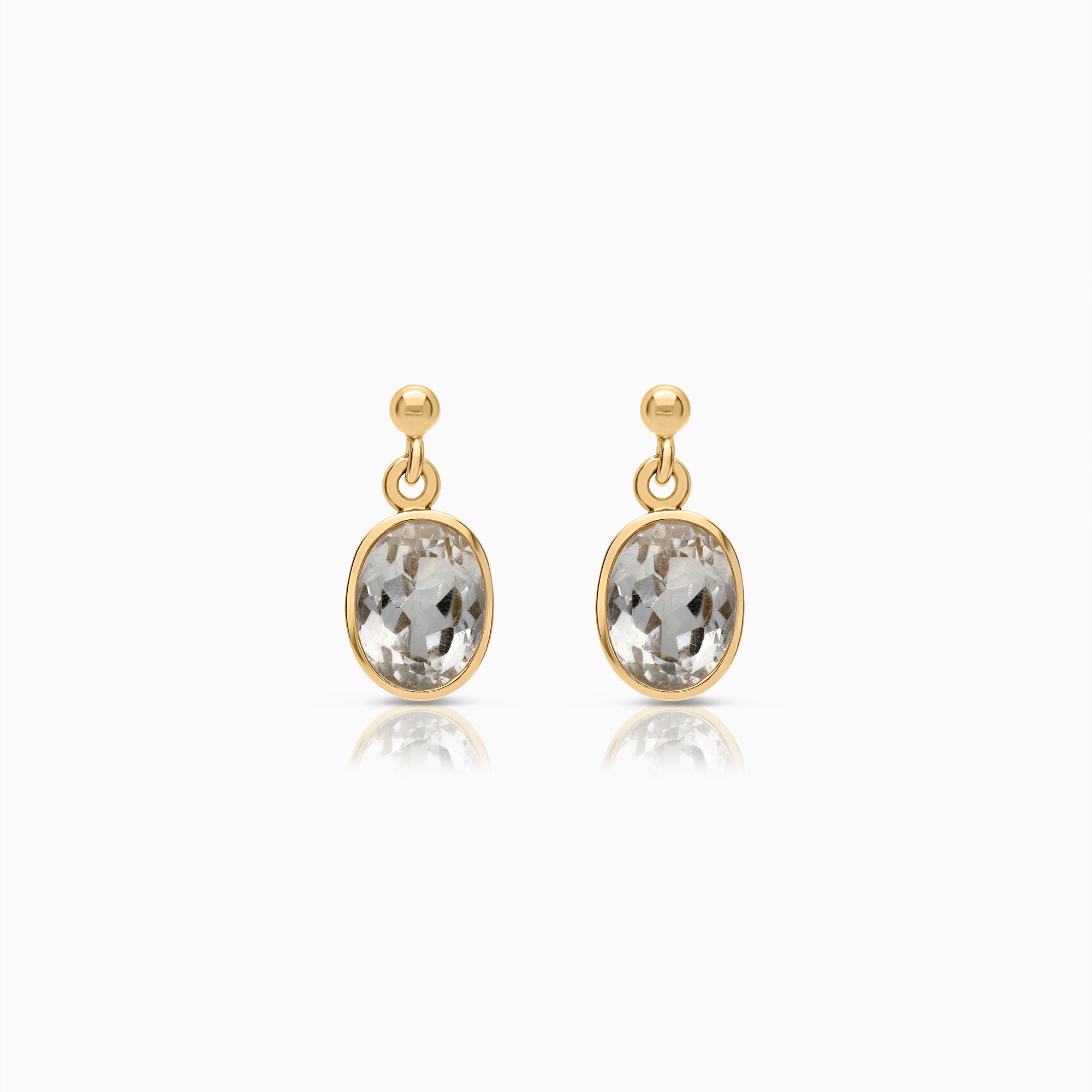 Gold earrings with white topaz 4.88g 18K gold
