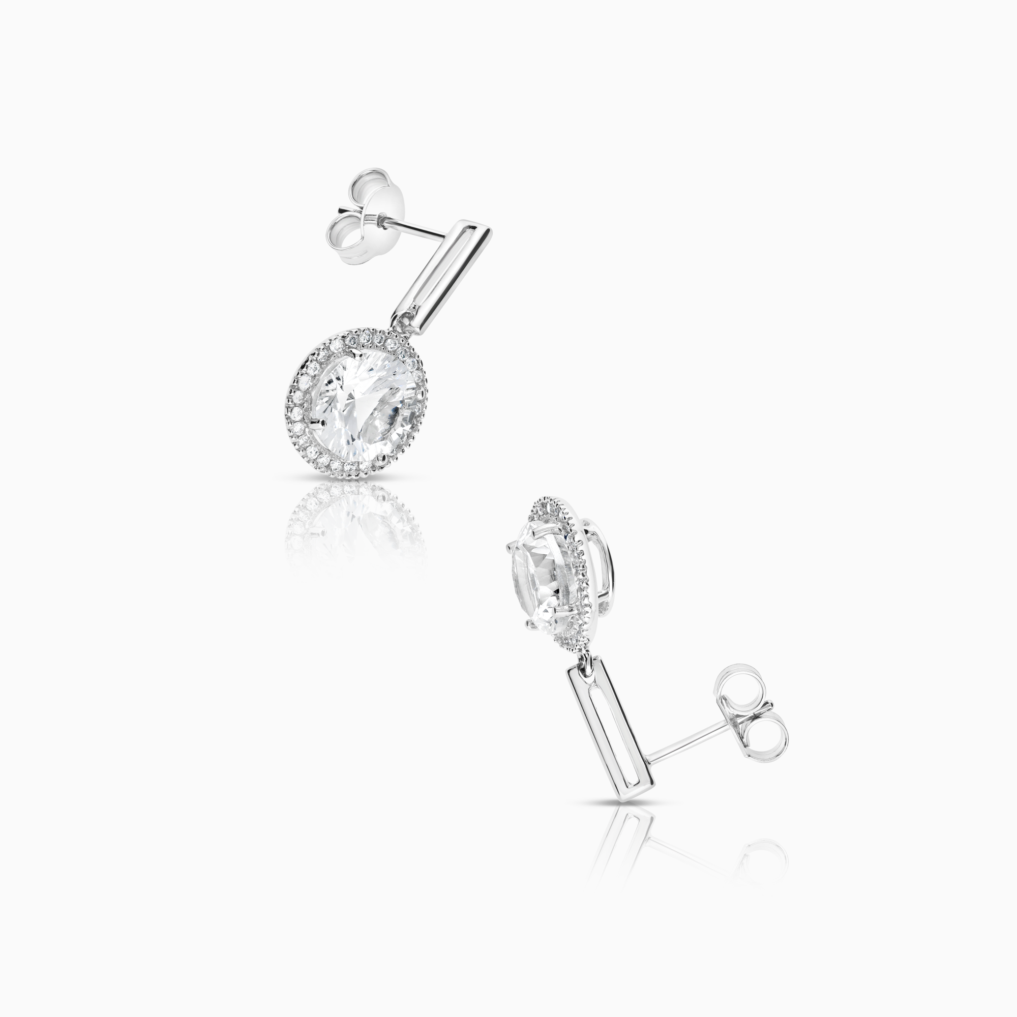 Diamond earrings with gemstones 0.28ct 18K white gold
