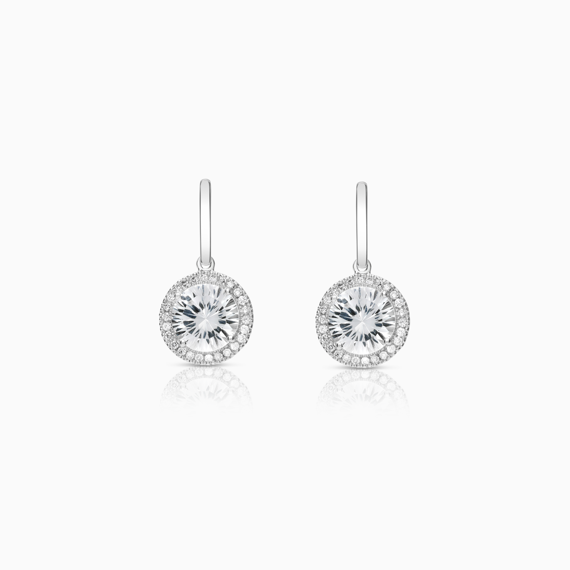 Diamond earrings with gemstones 0.28ct 18K white gold