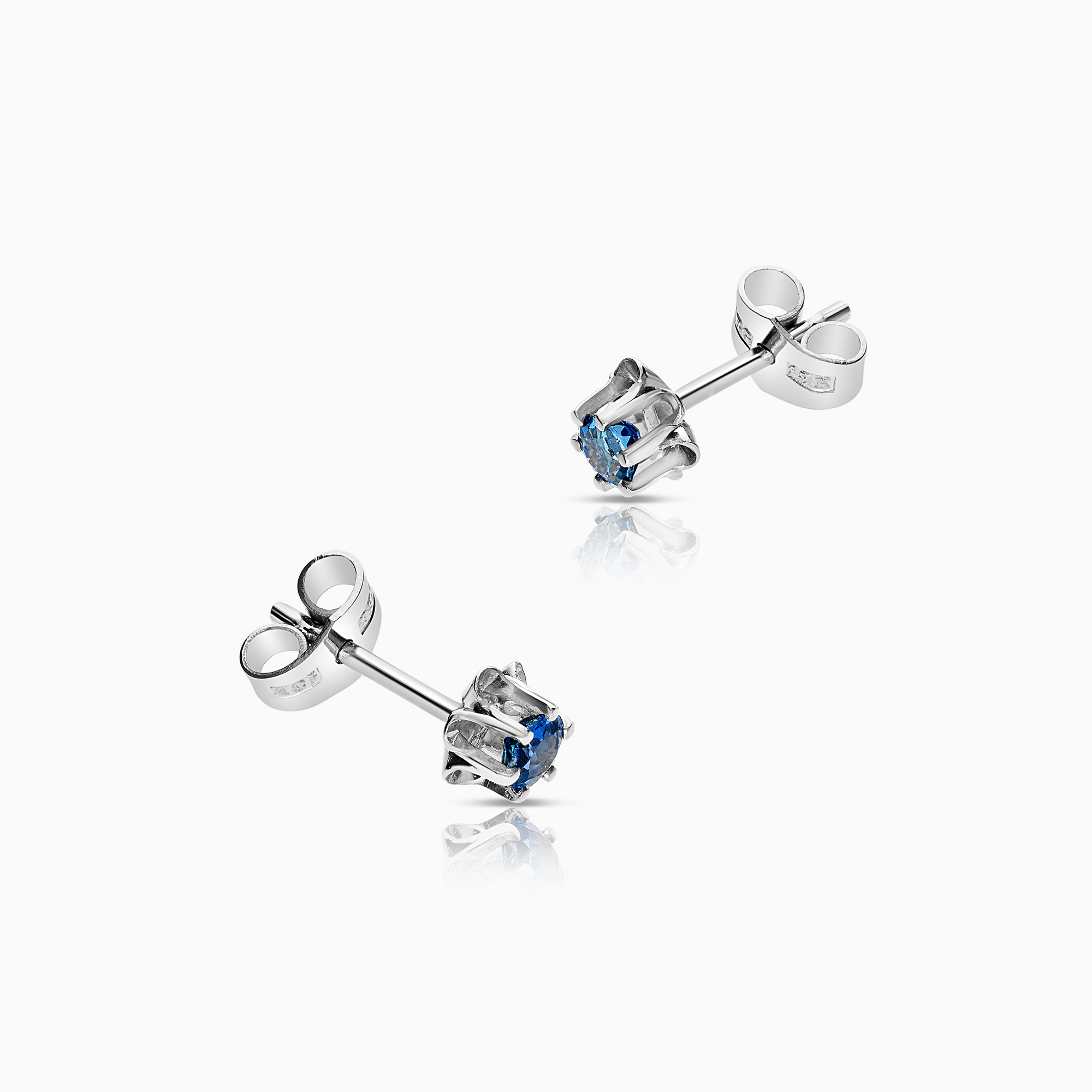 Solitaire earrings with blue sapphires 1.46g 18K white gold