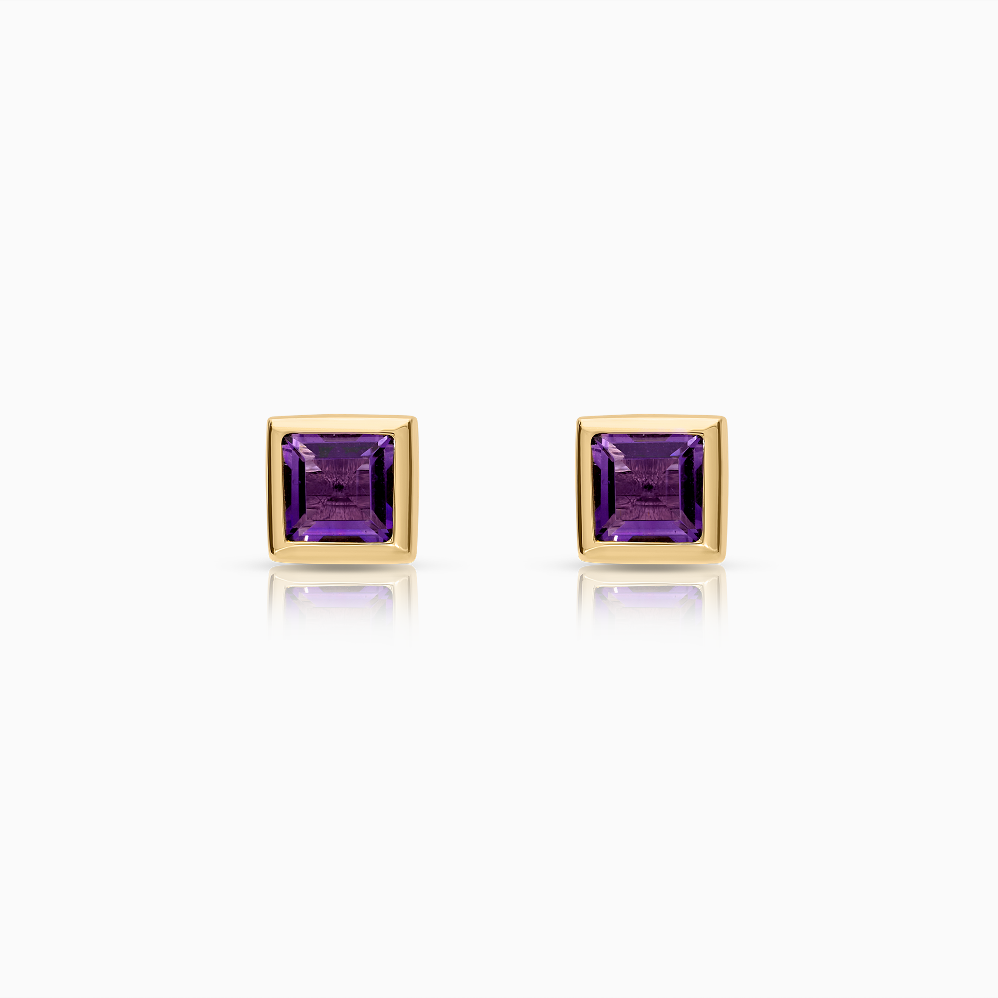 Solitaire earrings with purple amethysts 3.31g 18K gold