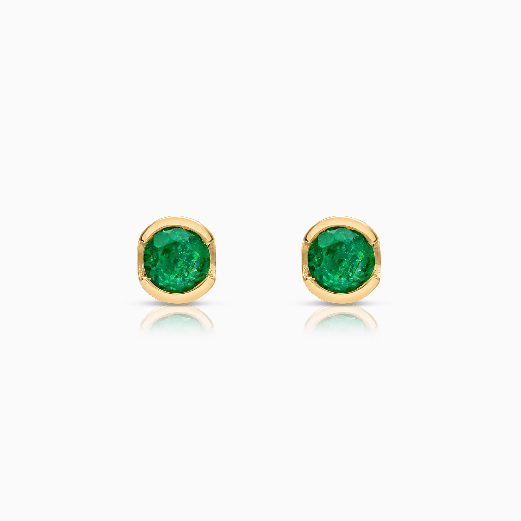 Solitaire earrings with green emeralds 18K gold