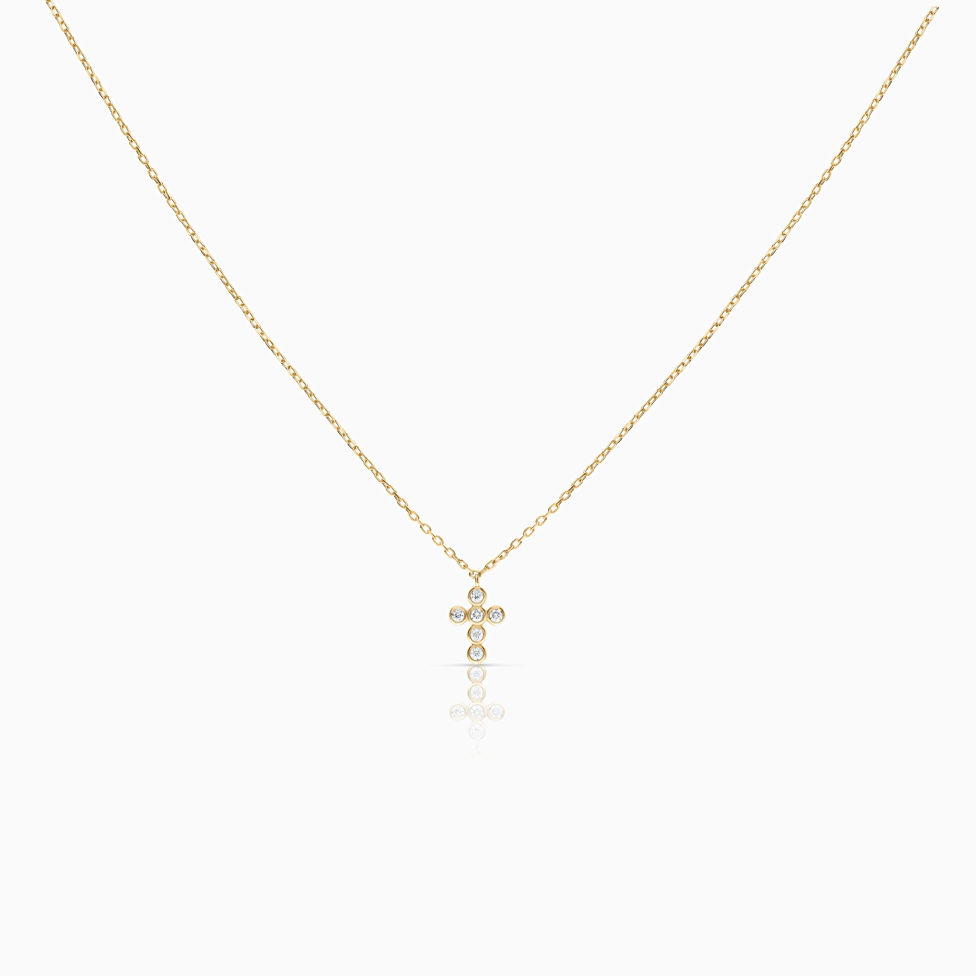 Halsband med diamanthänge kors 0,09ct 18K guld