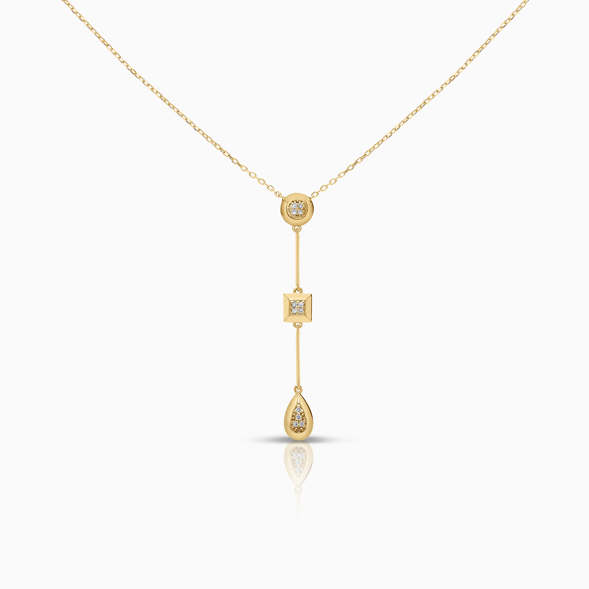 Necklace with diamond pendants 0.06ct 18K gold