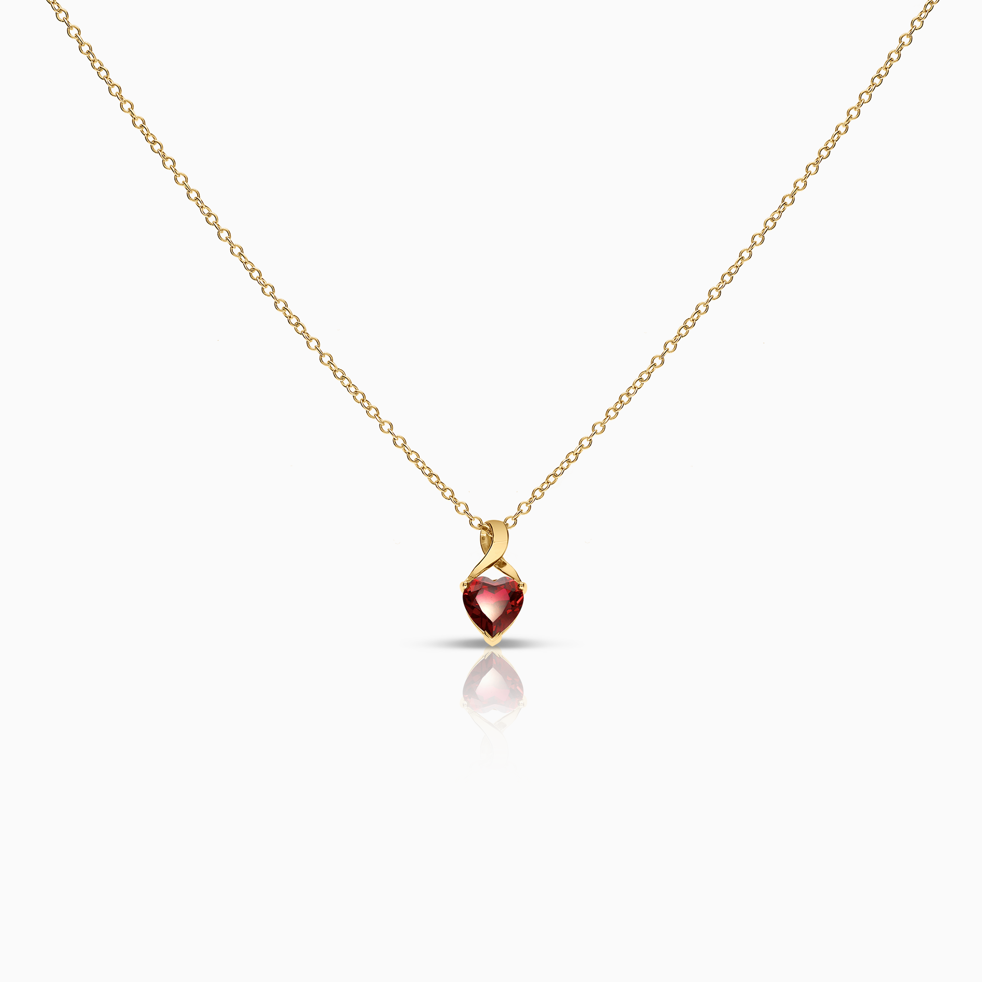 Halsband med hjärthänge röd cubic 3,56g 18K guld