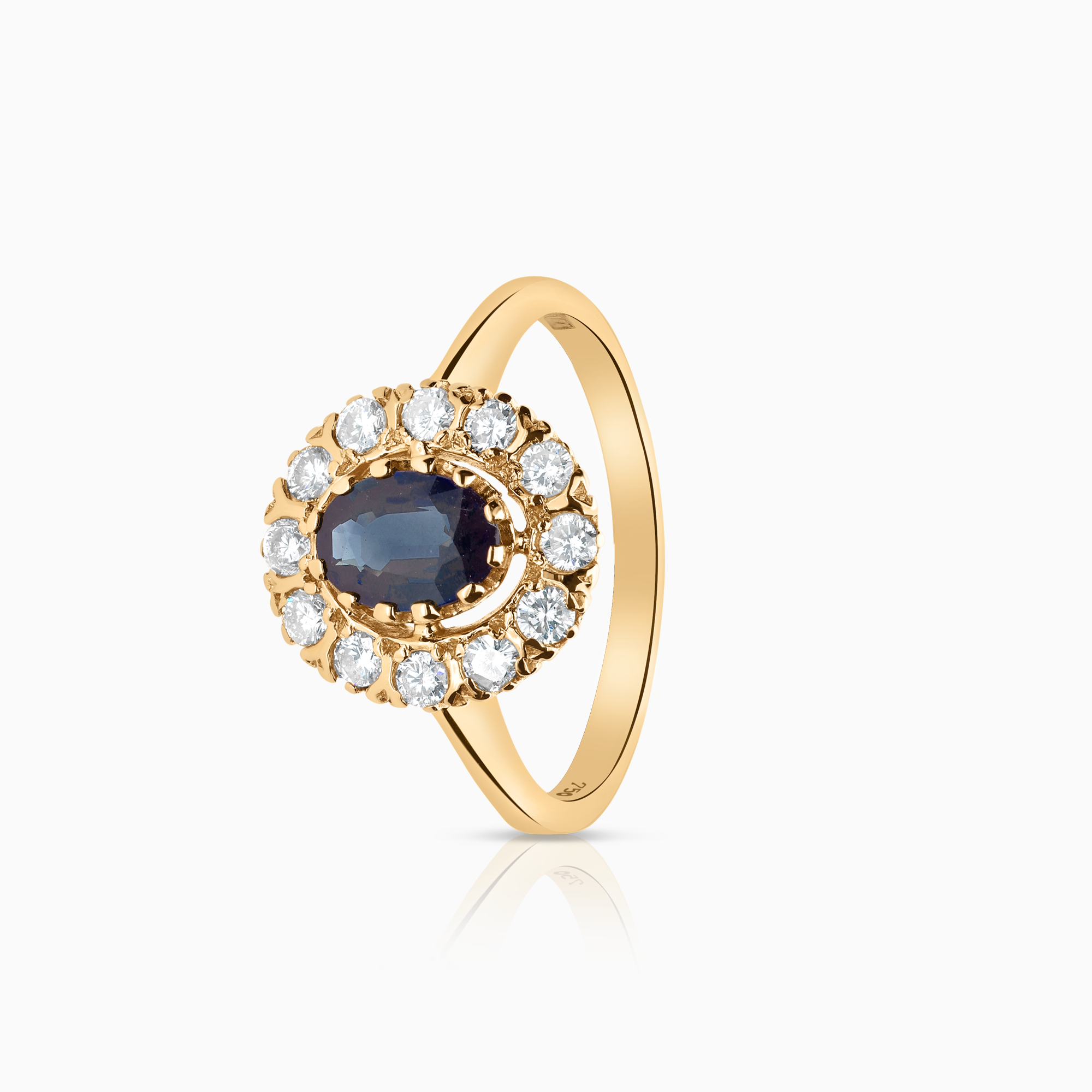 Carmoséring 0,48ct med safir 18K guld
