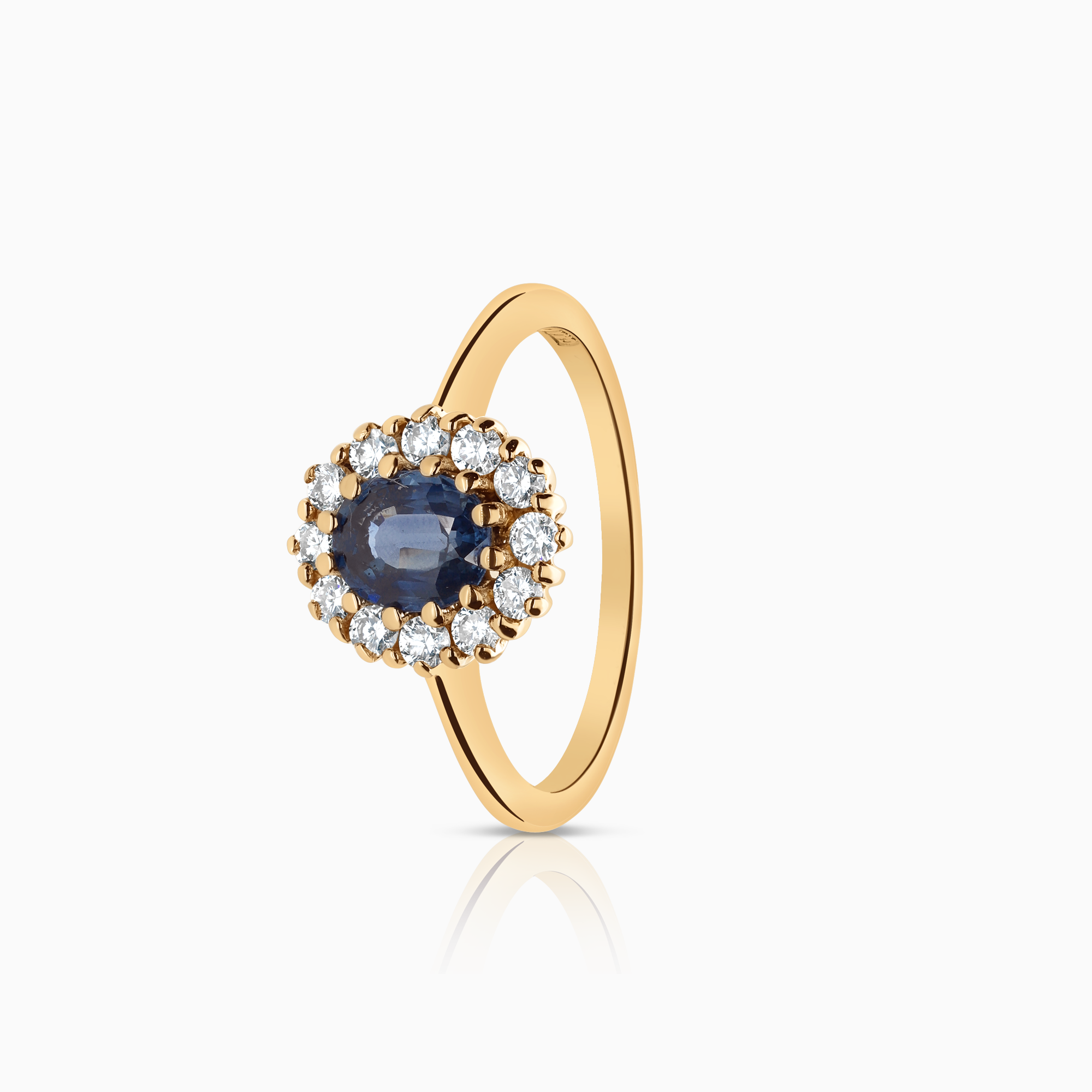 Carmoséring 0,30ct med safir 18K gull