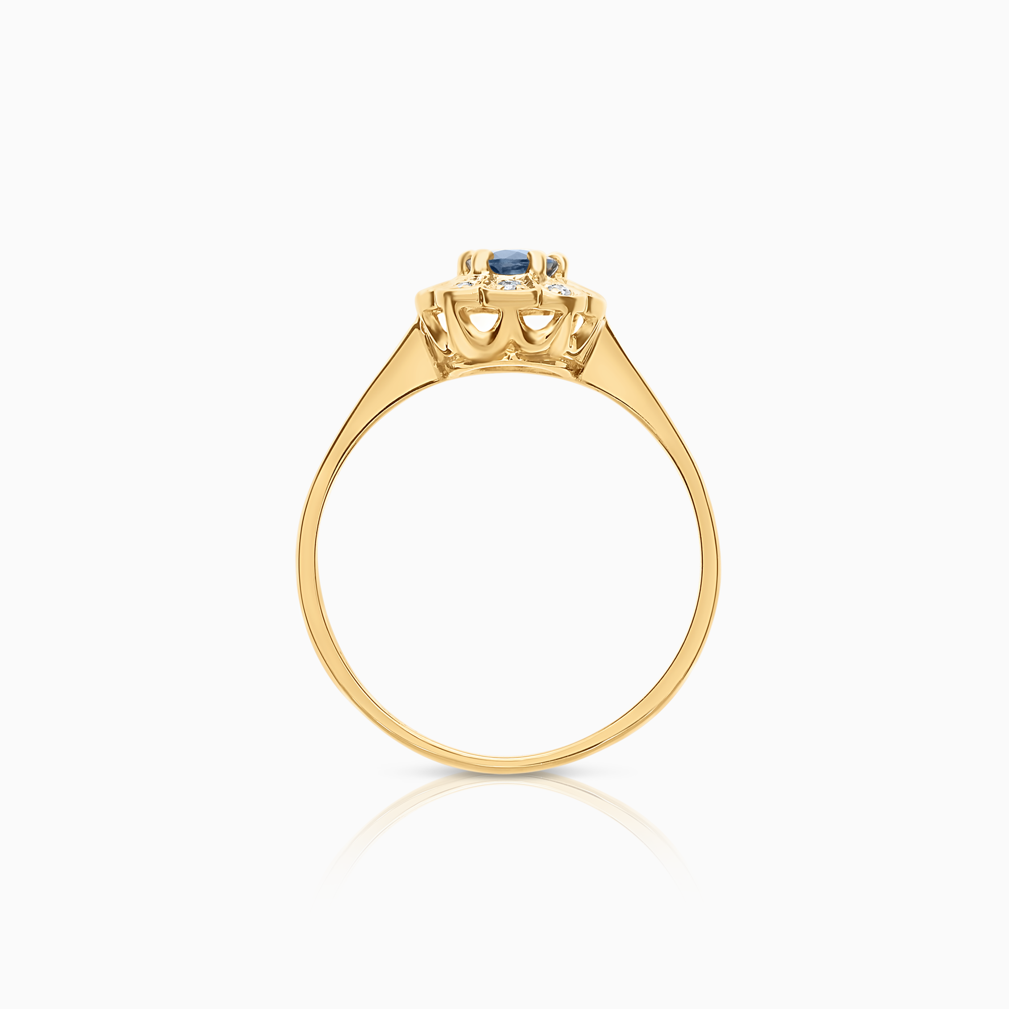 Carmoséring 0,05ct med safir 18K gull