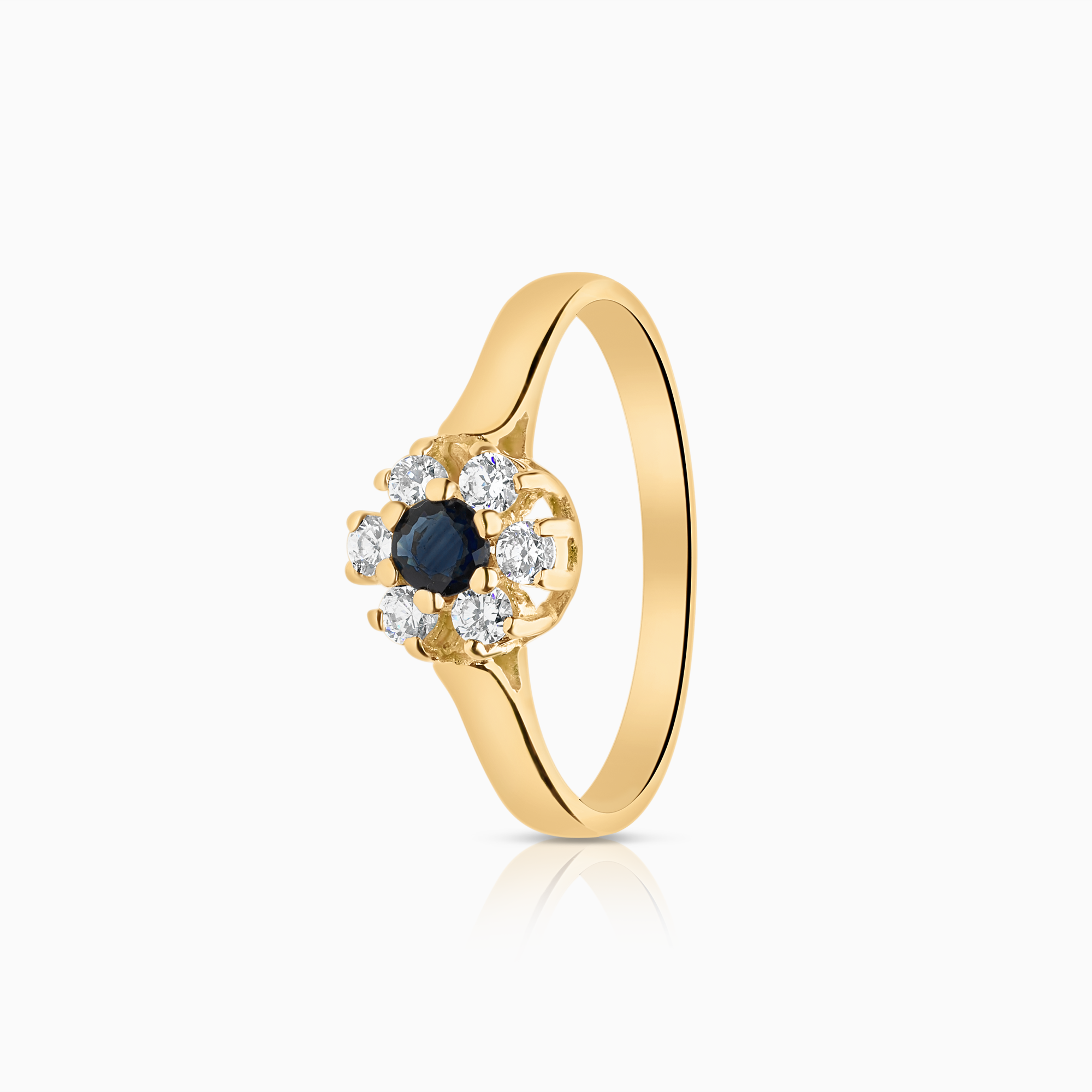 Carmoséring cubic zirconia med safir 18K guld