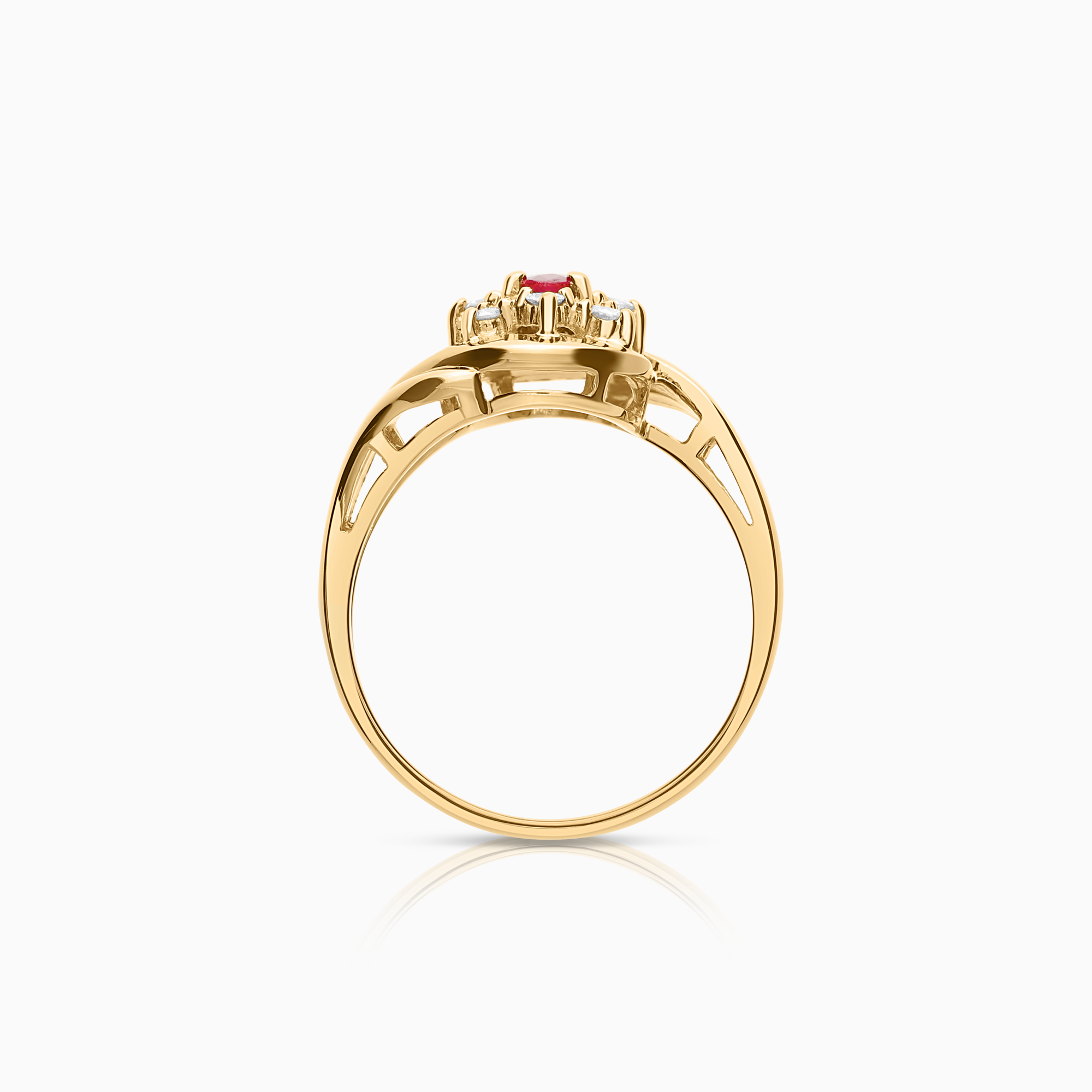 Carmoséring 0,08ct med rubin 18K gull