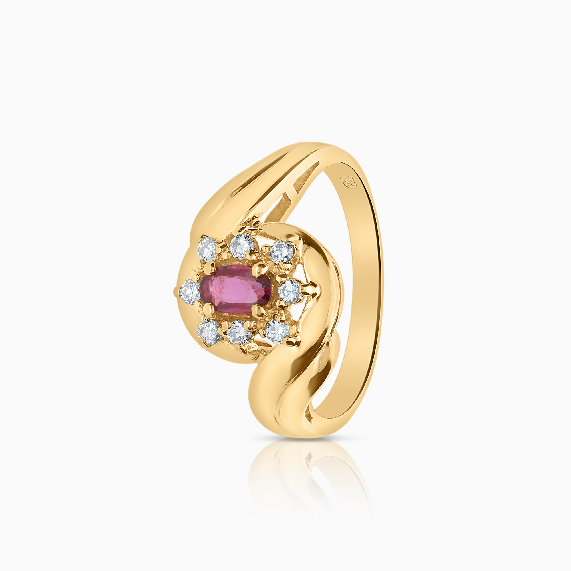Carmoséring 0,08ct med rubin 18K gull
