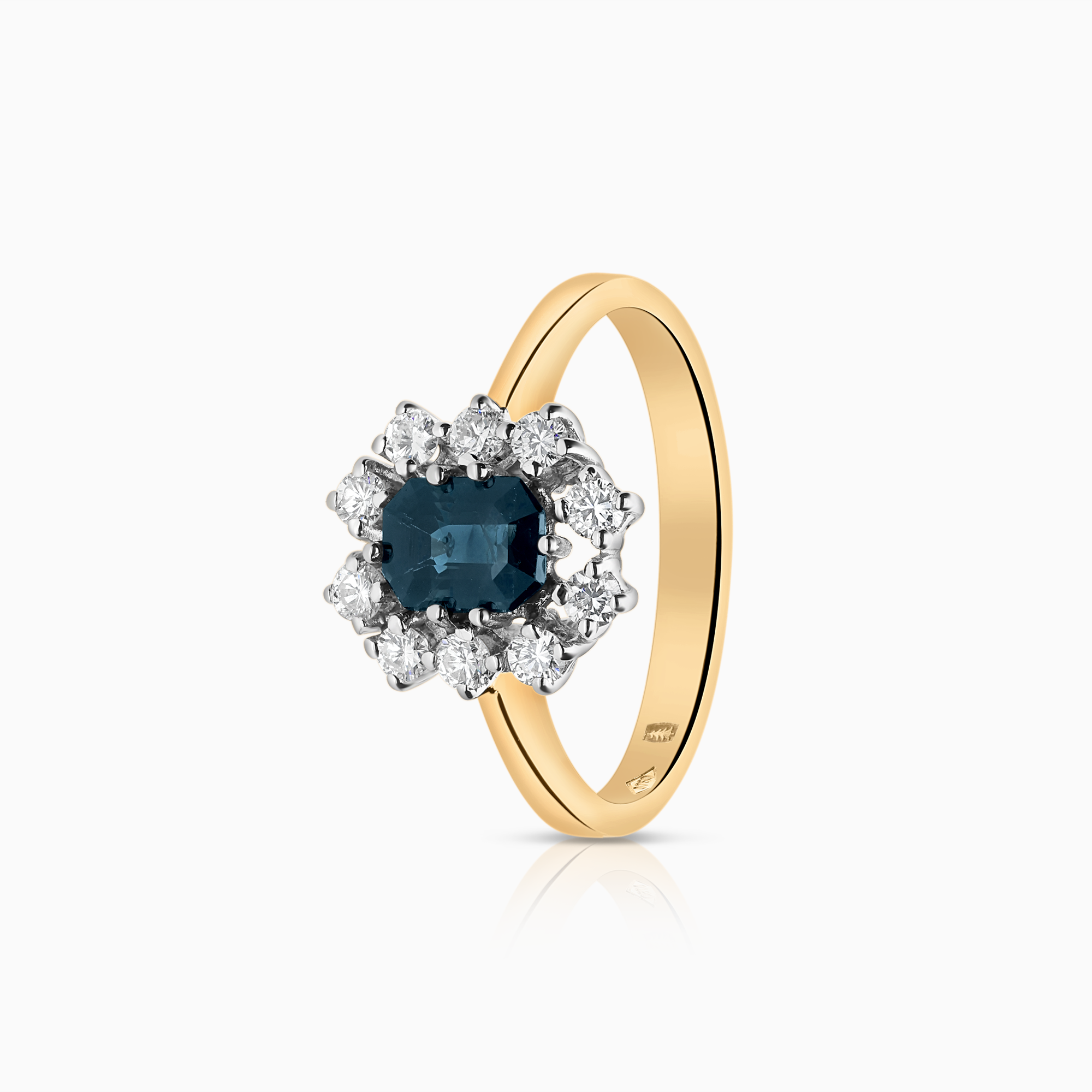 Carmoséring 0,30ct med safir 18K guld/vitguld