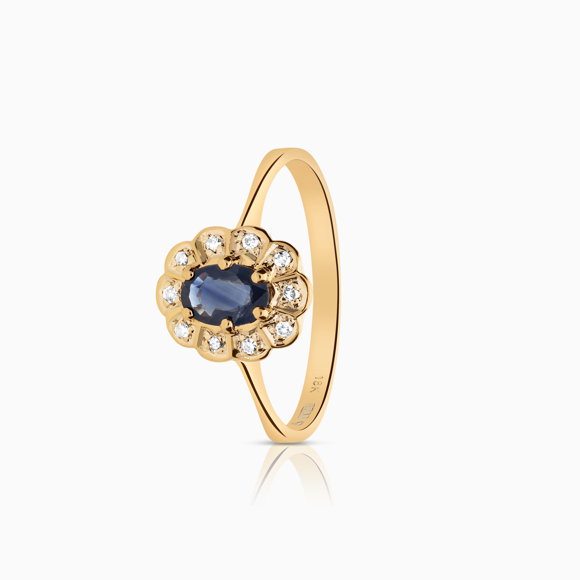 Carmoséring 0,07ct med safir 18K guld