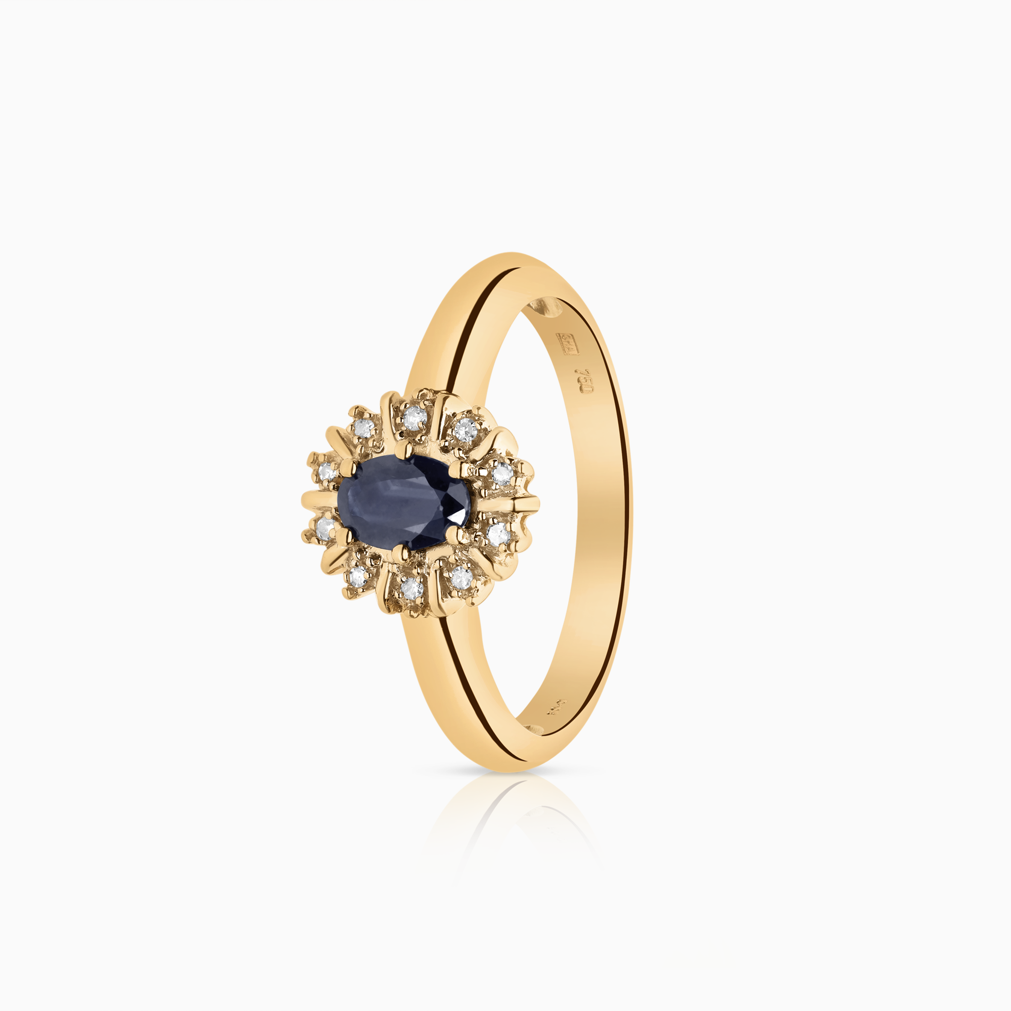 Carmoséring 0,05ct med safir 18K gulguld