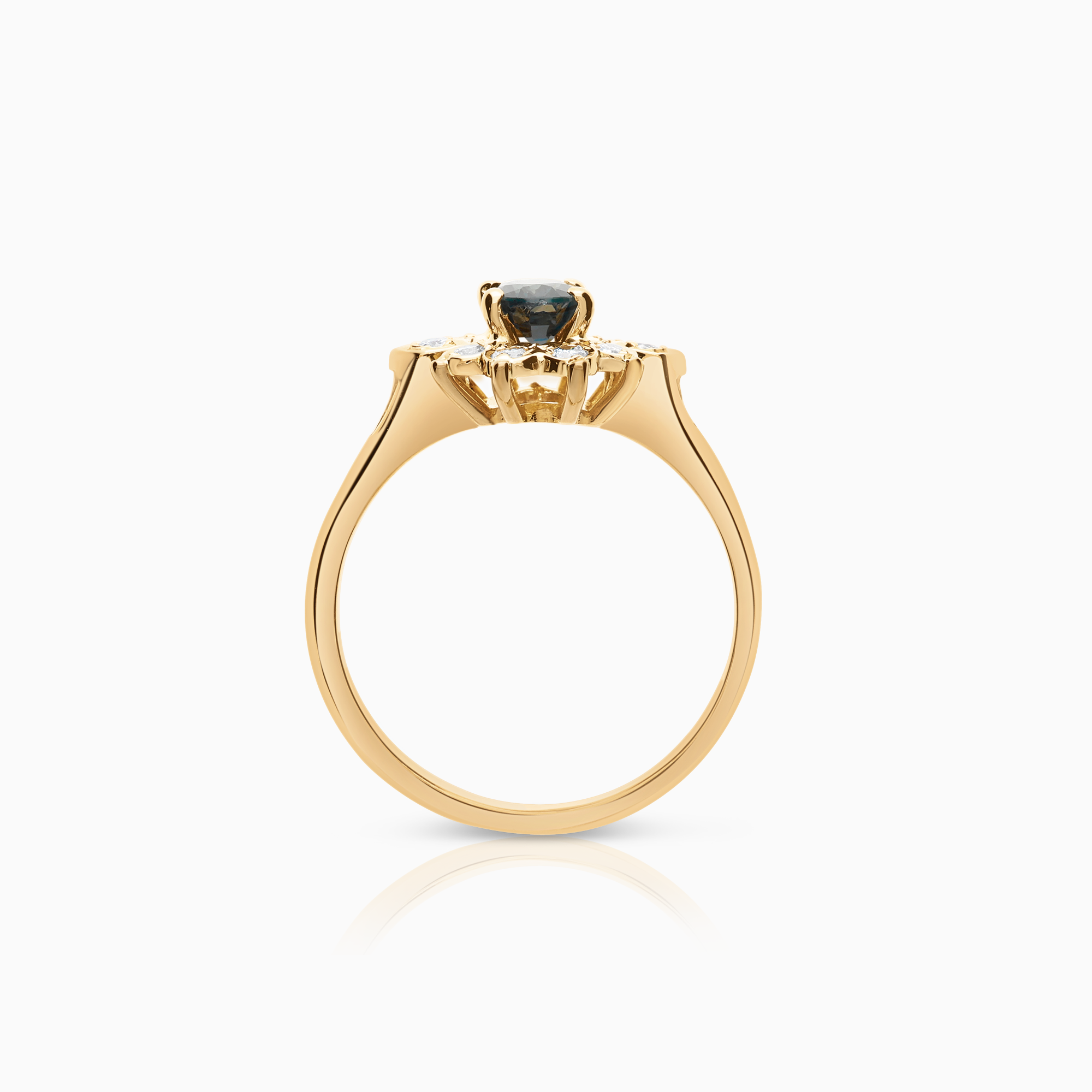 Diamantring 0,20ct med safir 18K guld
