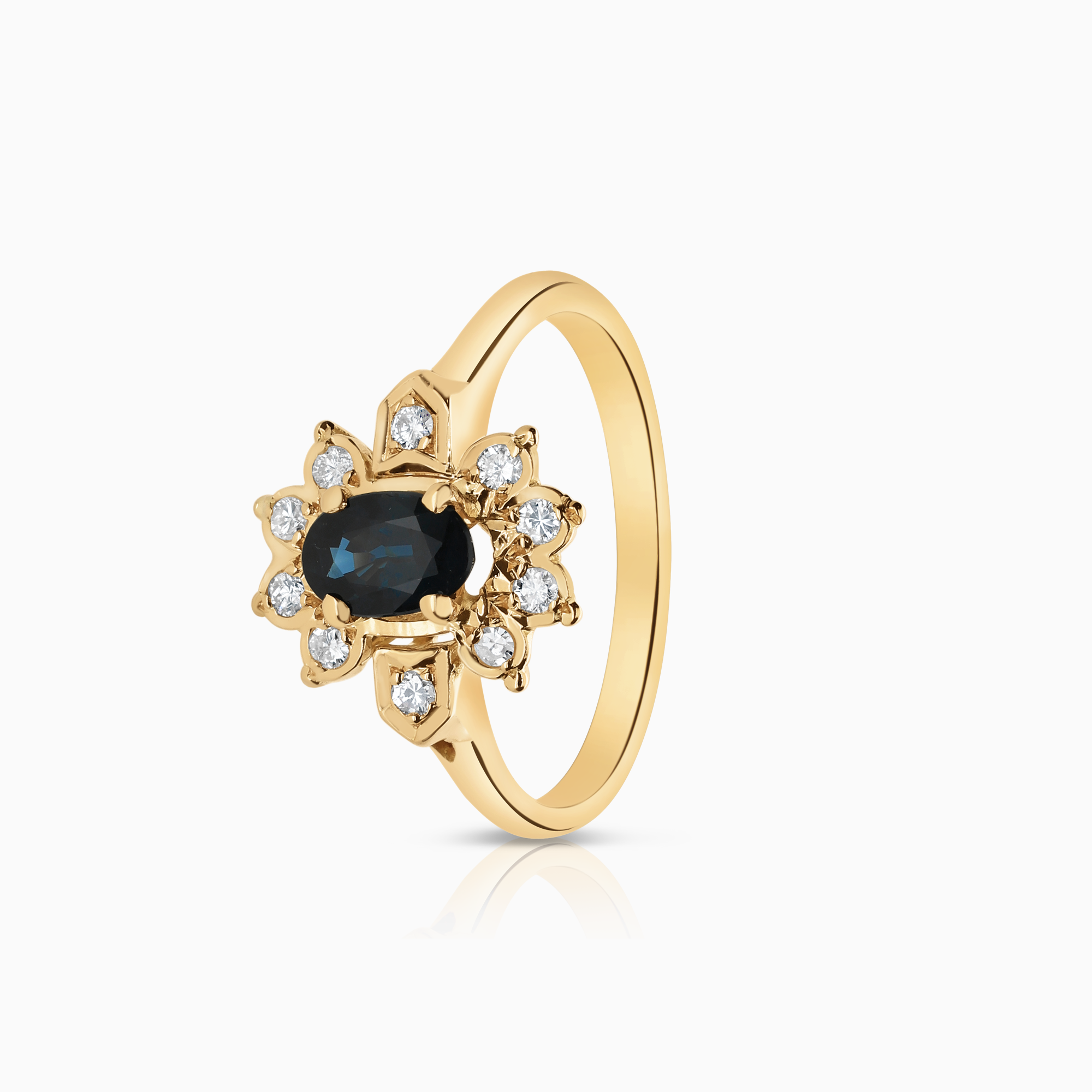 Diamantring 0,20ct med safir 18K guld