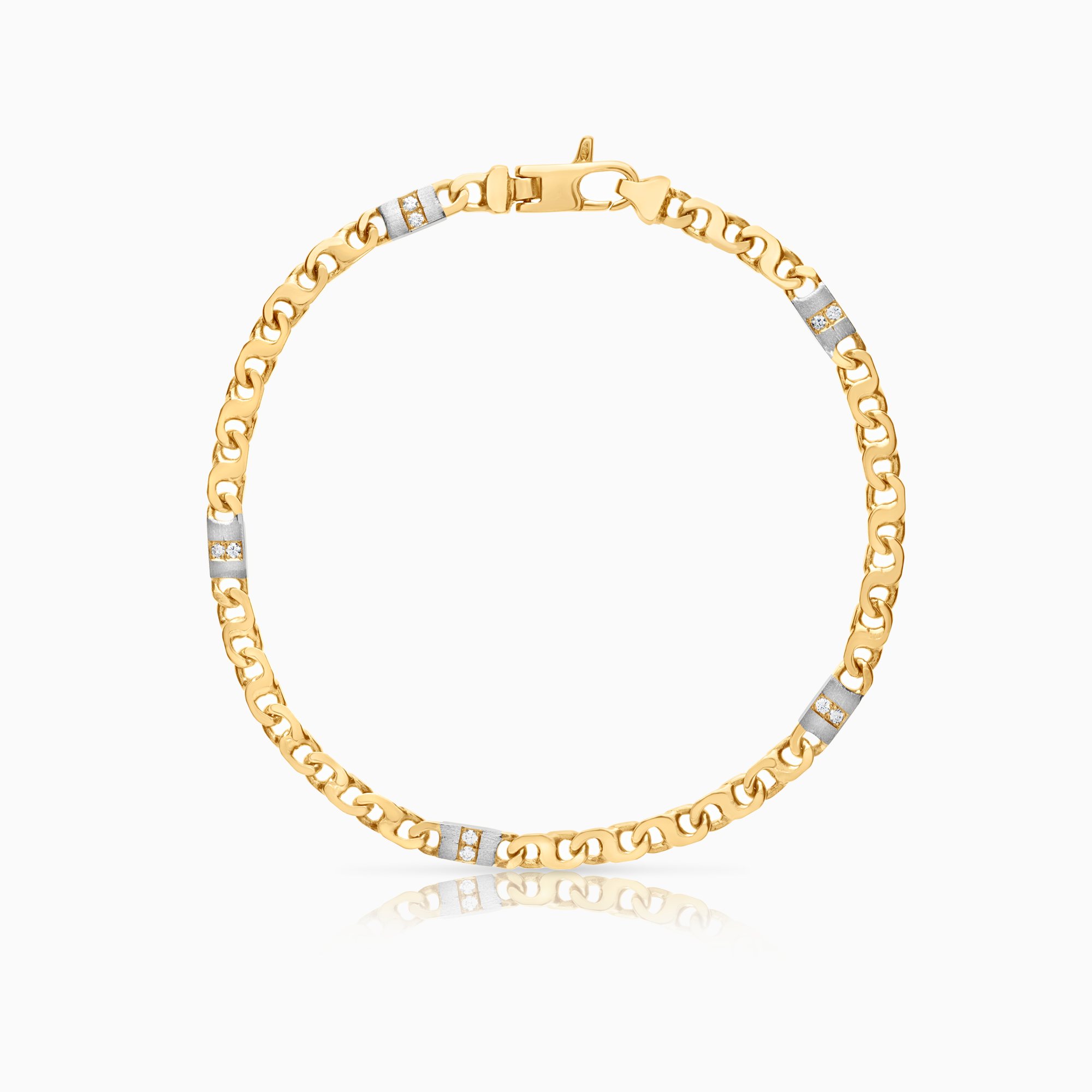 Diamond bracelet fantasy 0.10ct 18K white/yellow gold