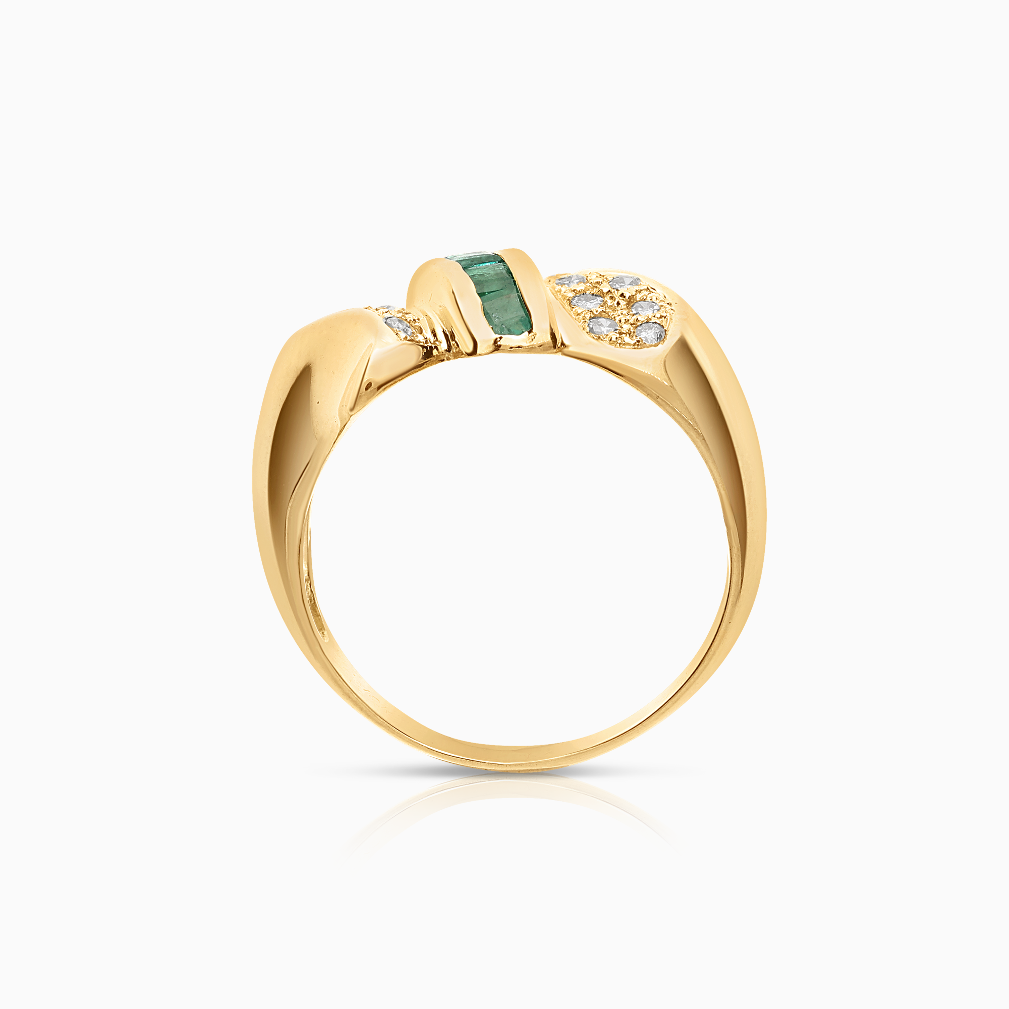 Diamantring 0,16ct med smaragder 18K gulguld
