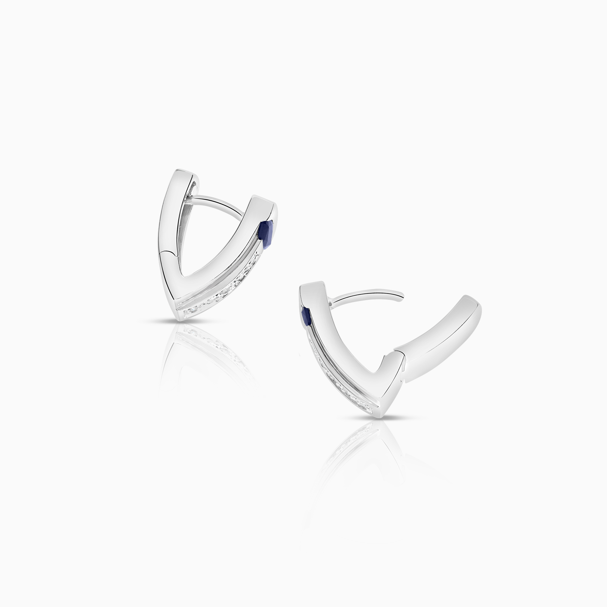 Diamond earrings with sapphires 0.15ct 18K white gold