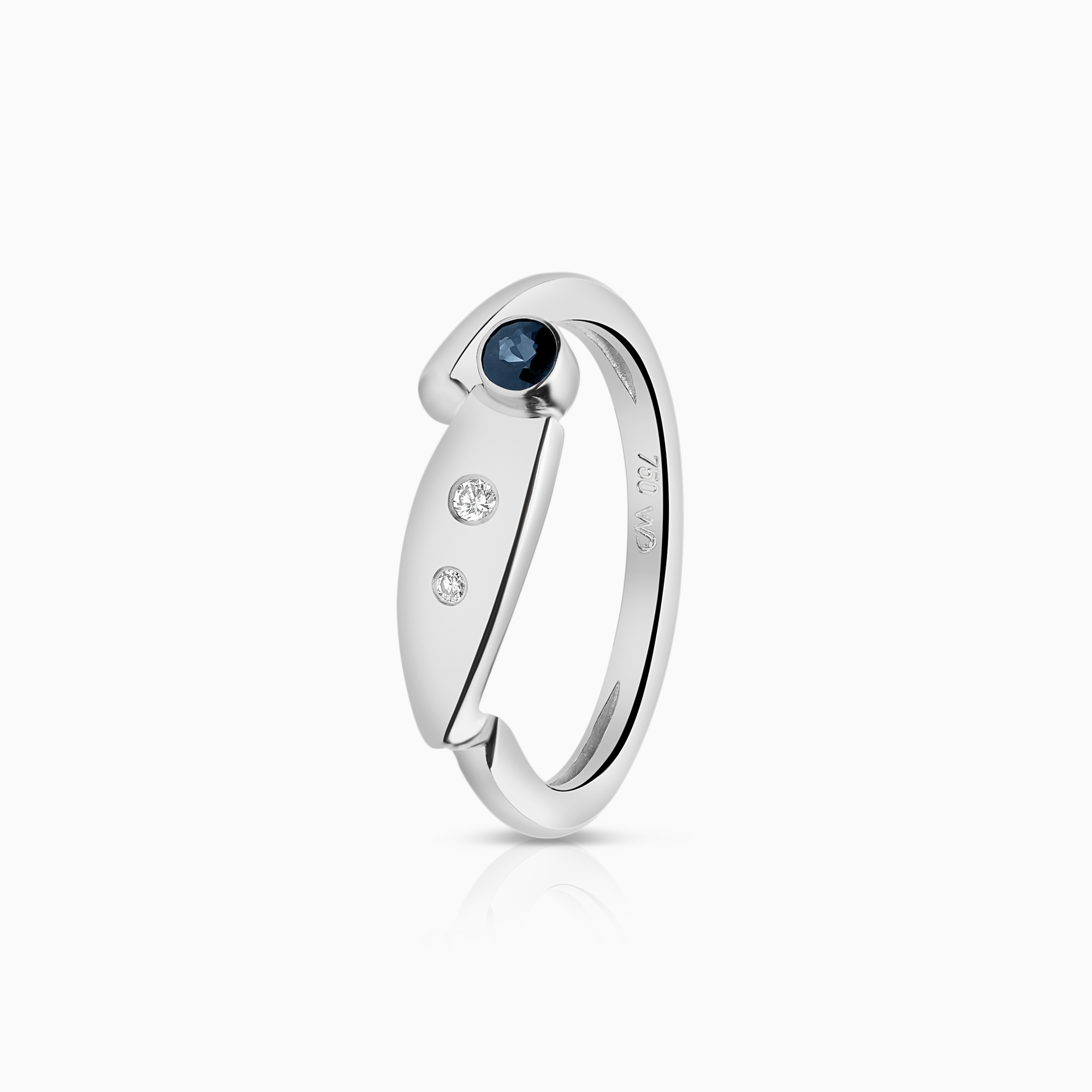 Ädelstensring safir med diamanter 0,03ct 18K vitguld