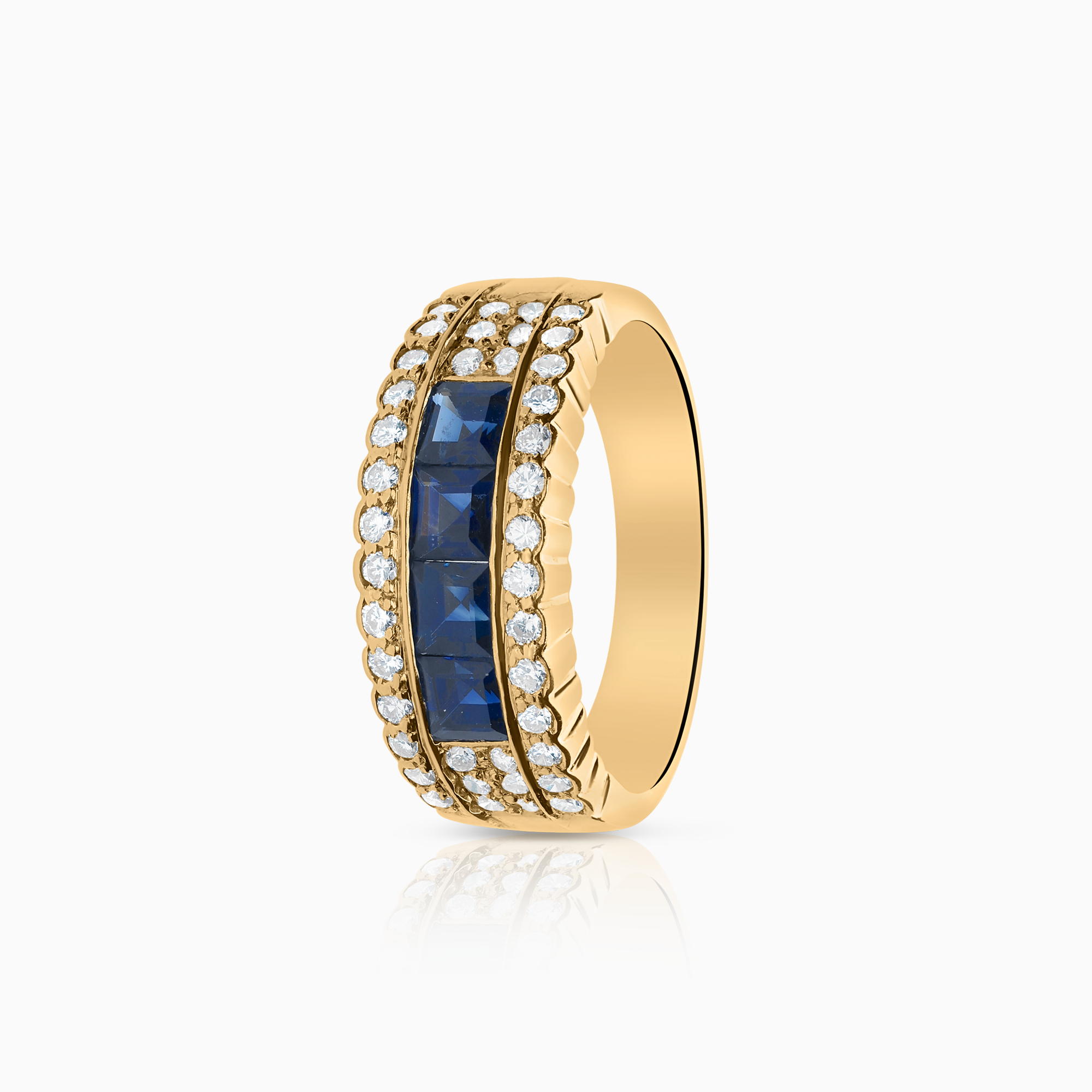 Diamantring 0,40ct med safirer 18K guld