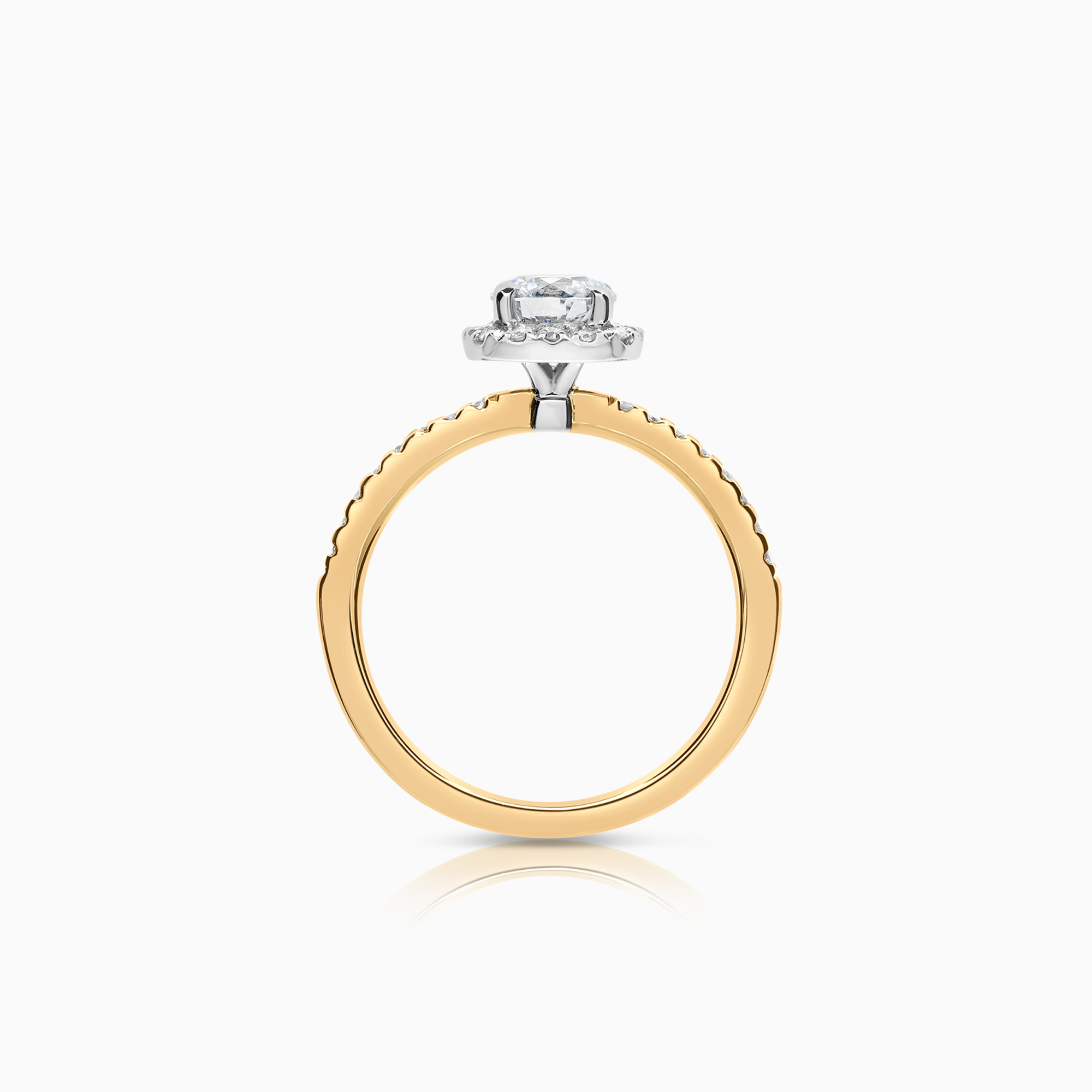 Halo ring with lab-grown diamonds 1.02ct 18K yellow gold