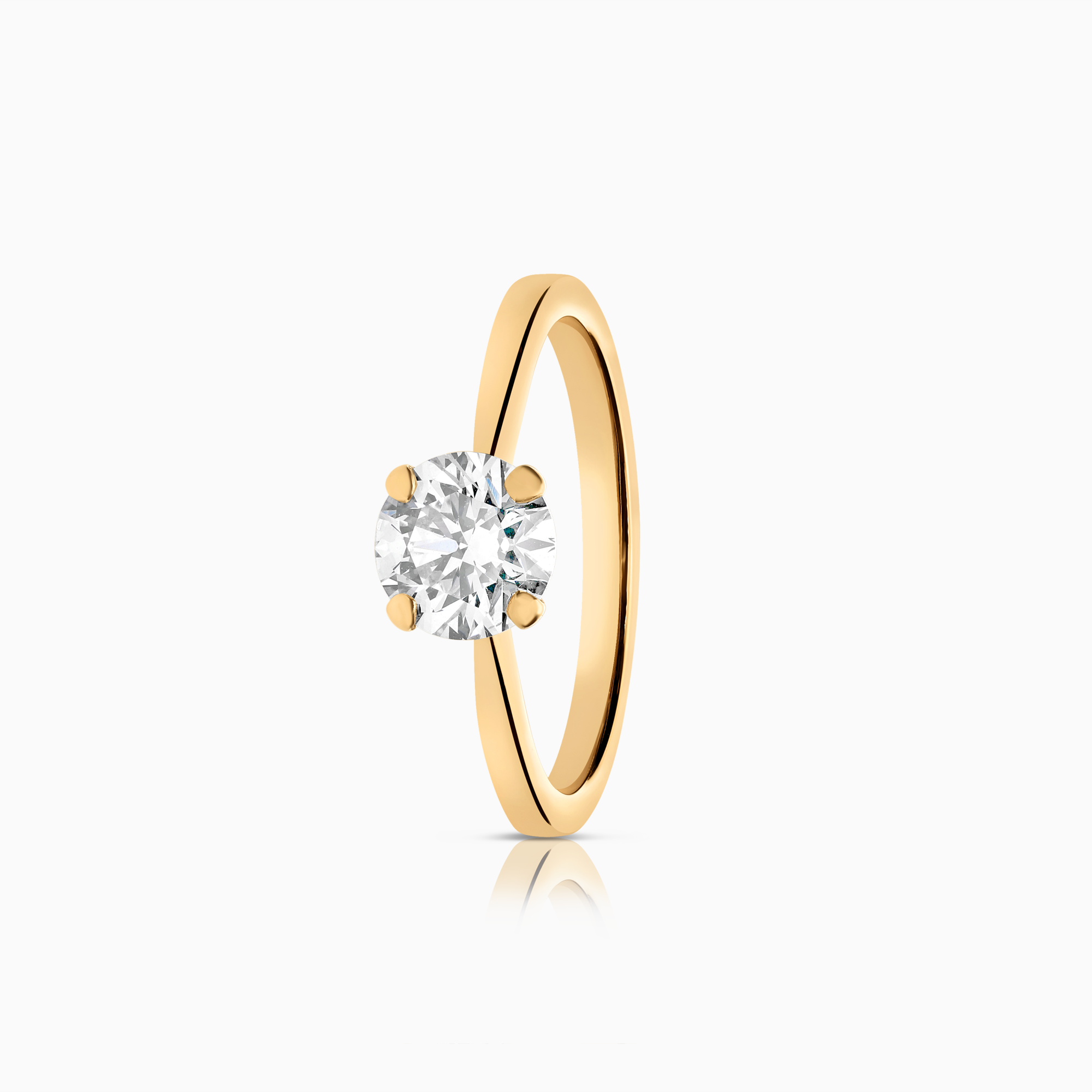 Solitaire ring with lab-grown diamond 0.85ct 18K yellow gold