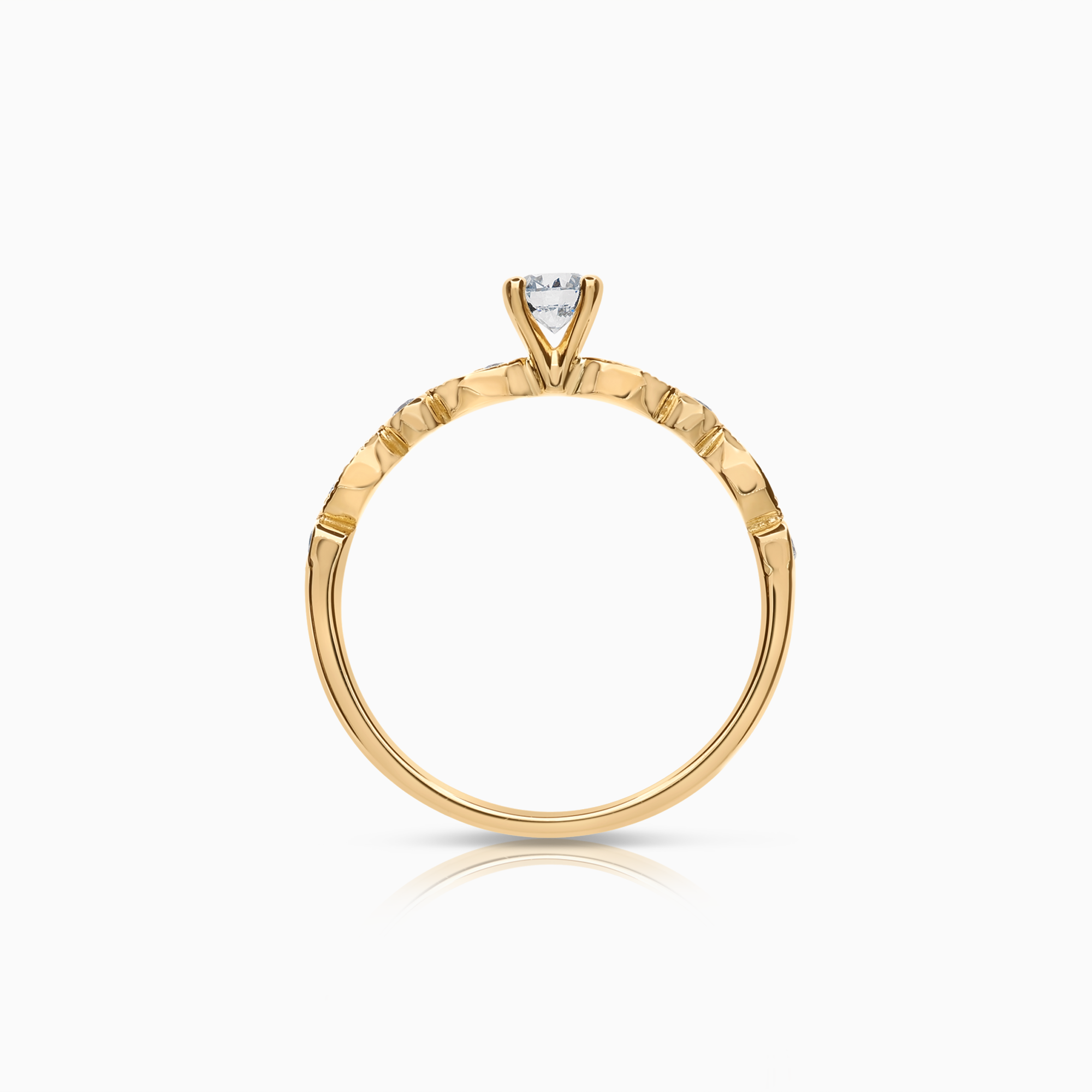 Side stone ring with lab-grown diamonds 0.36ct 18K yellow gold