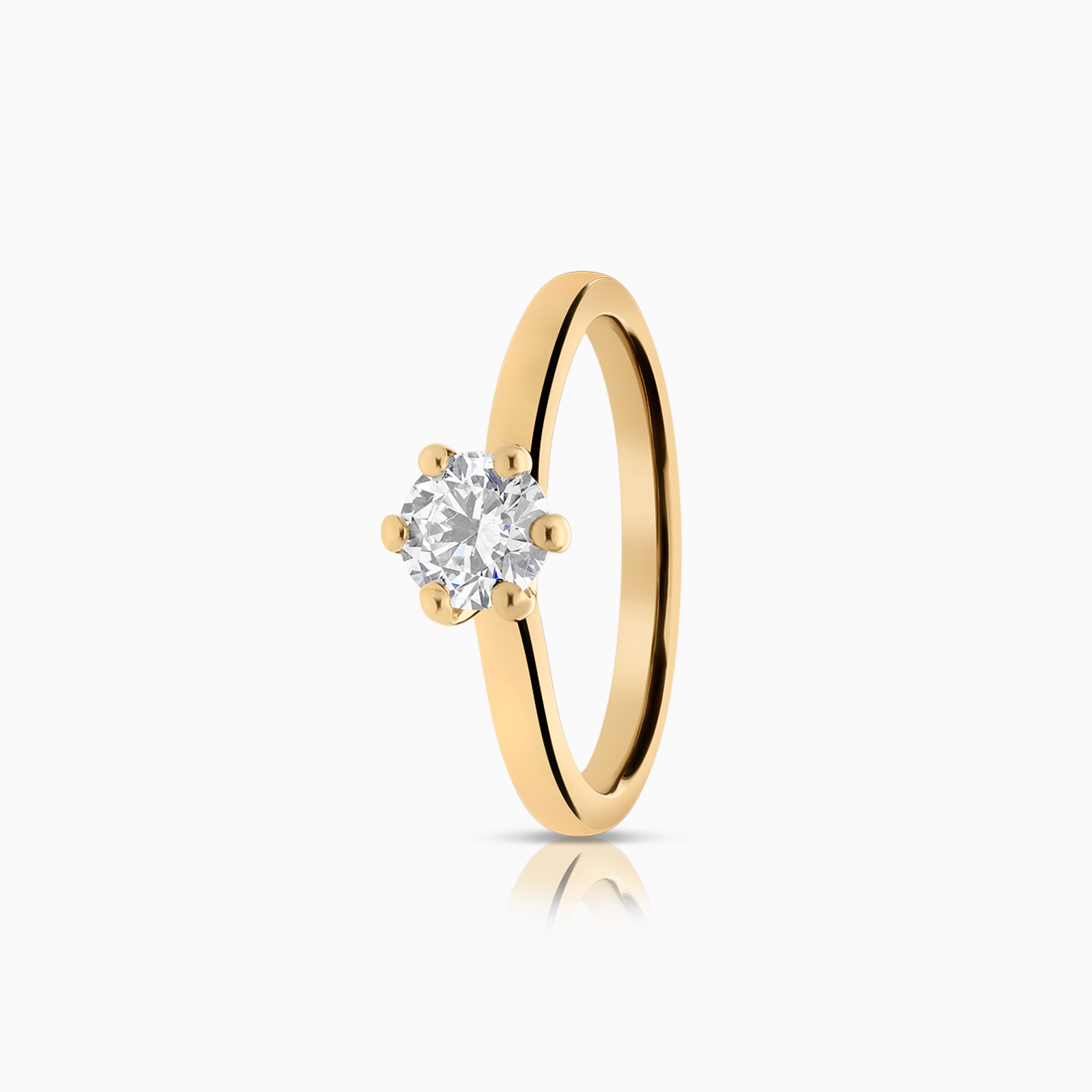Solitaire ring with lab-grown diamond 0.50ct 18K yellow gold