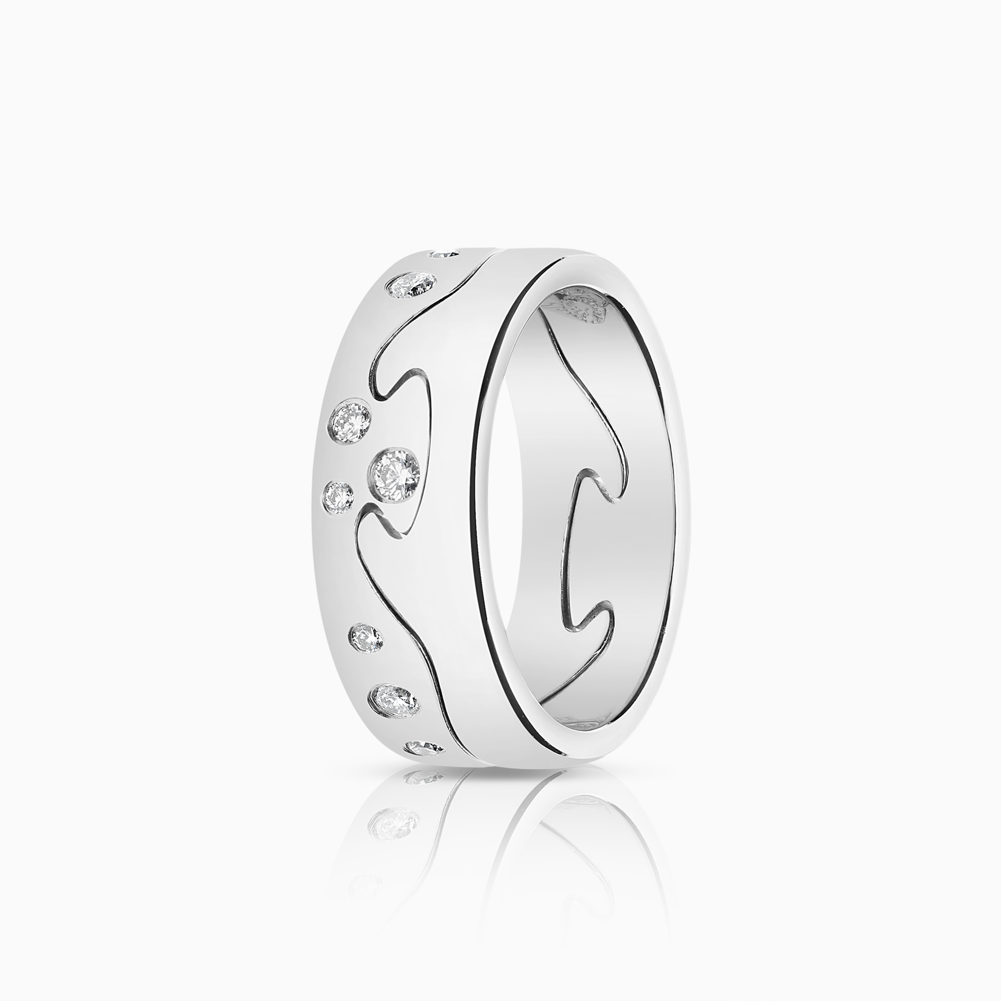 Georg Jensen Fusion 2-piece diamond ring 0.16ct 18K white gold