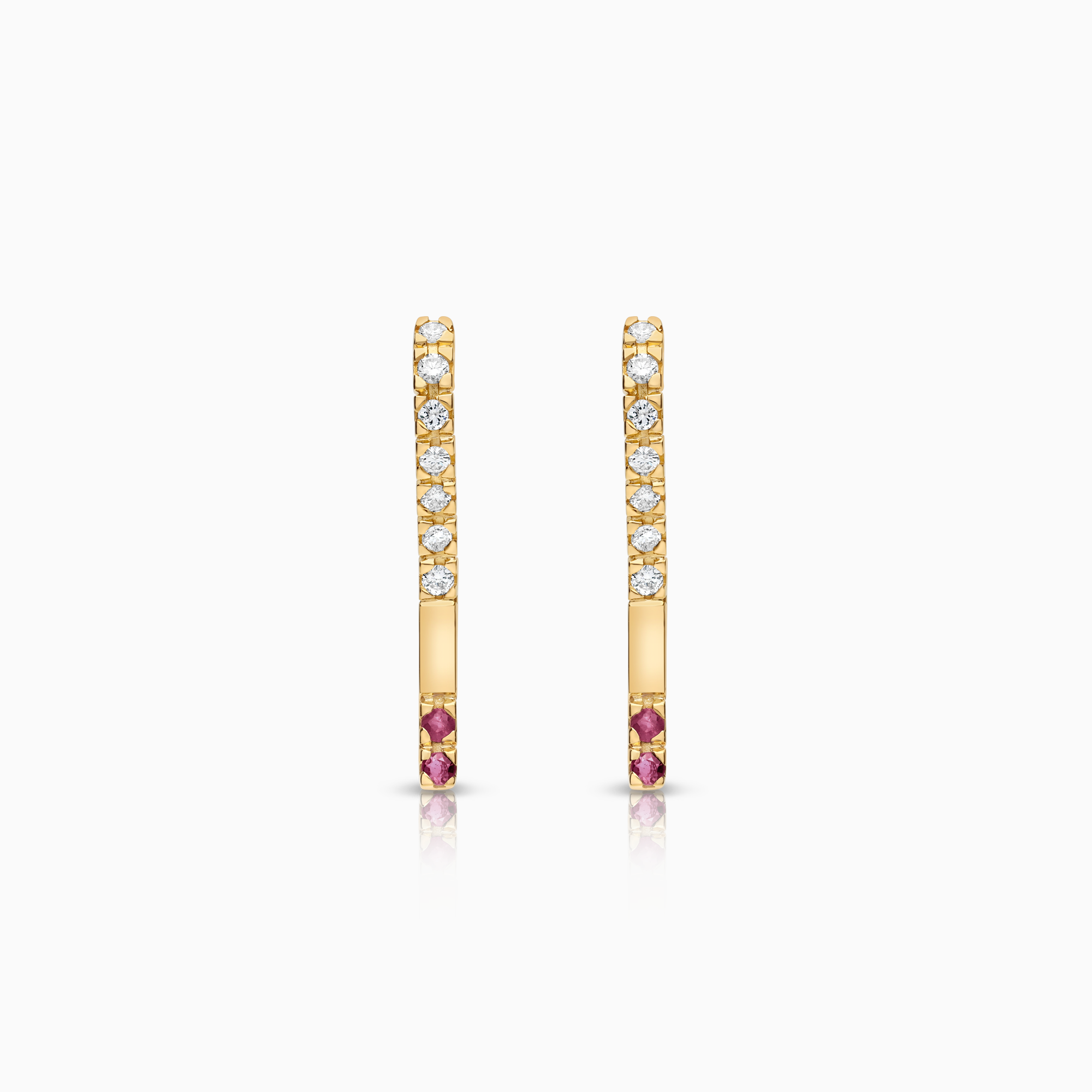 Øredobber med diamanter 0,49ct rubin 18K gull