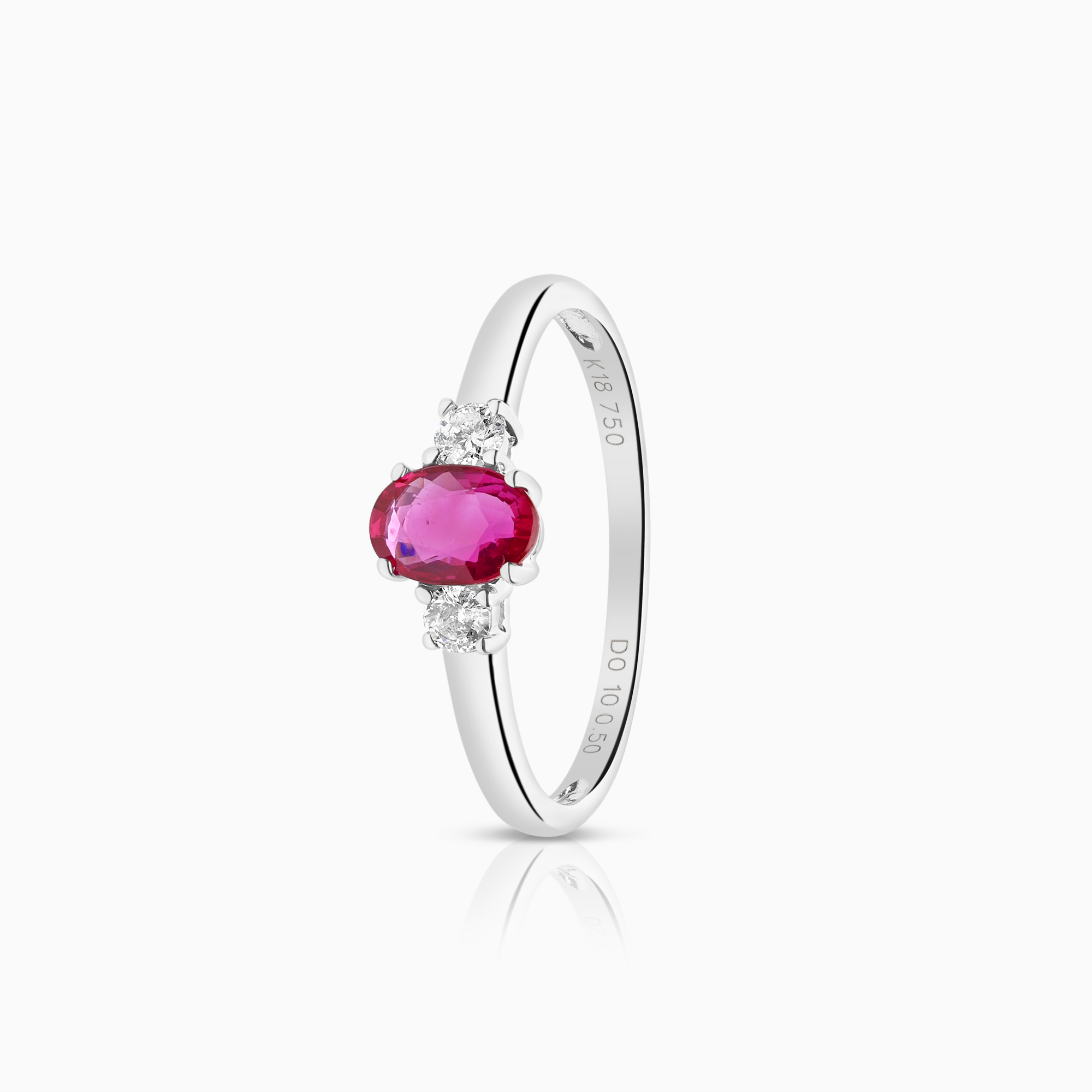 Trestensring 0,10ct 18K hvitt gull
